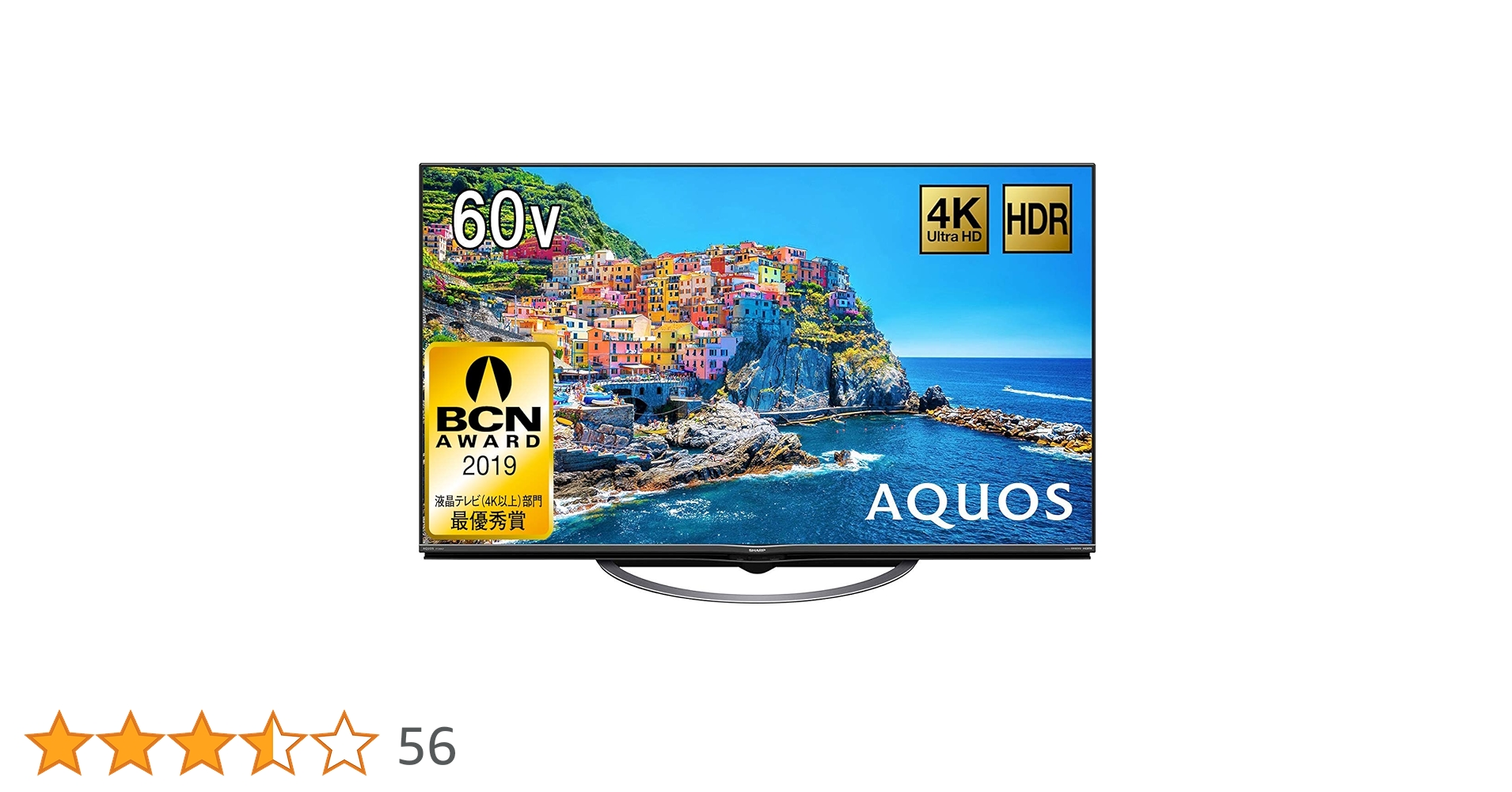 SHARP 4K対応液晶テレビ　4T-C60AJ1 2019年製　リモコン付 SHARP 4K対応液晶テレビ 4T-C60AJ1 2019年製 リモコン付 楽天