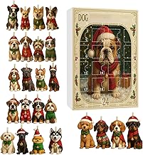 24 Day Advent Calendar for Dogs - Set of 2D Acrylic Charms for Dog Lovers | Christmas Animals Ornaments for Door Party Rearview Car Porch Tree Balcony Window
