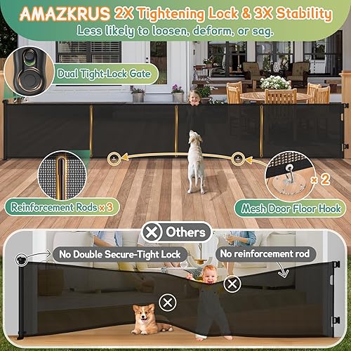 Miniatura 2 de Puertas retráctiles para bebés de 200 pulgadas extra anchas, puerta retráctil para perros de 34 pulgadas de alto para puertas, puerta retráctil