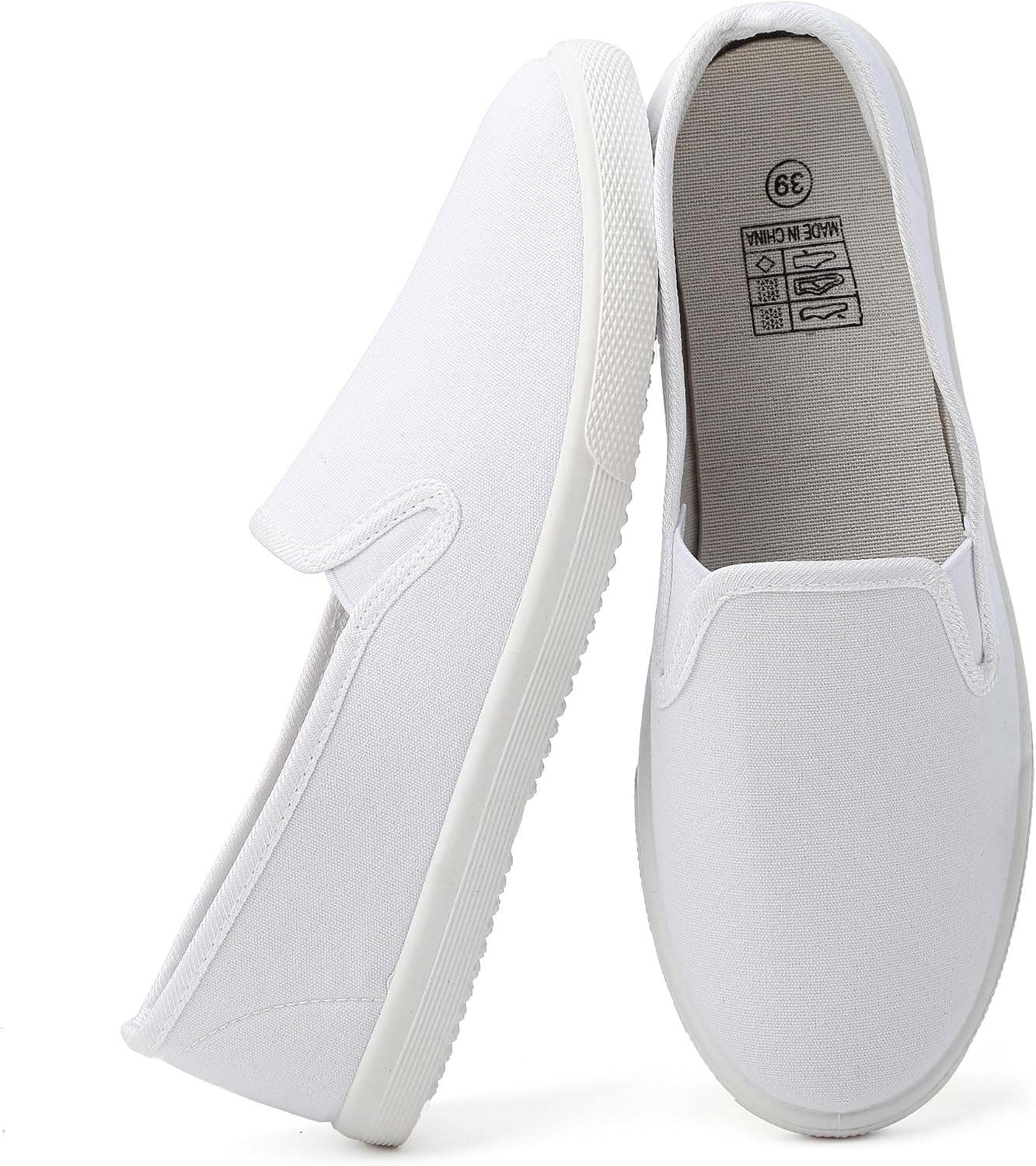 Womens White Canvas Sneakers Slip On Fashion Casual Walking Shoes