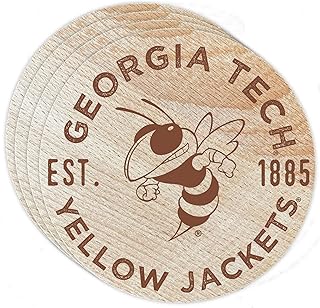 Georgia Institute of Technology Yellow Jackets Wood Coaster Engraved 4-Pack Officially Licensed Collegiate Product