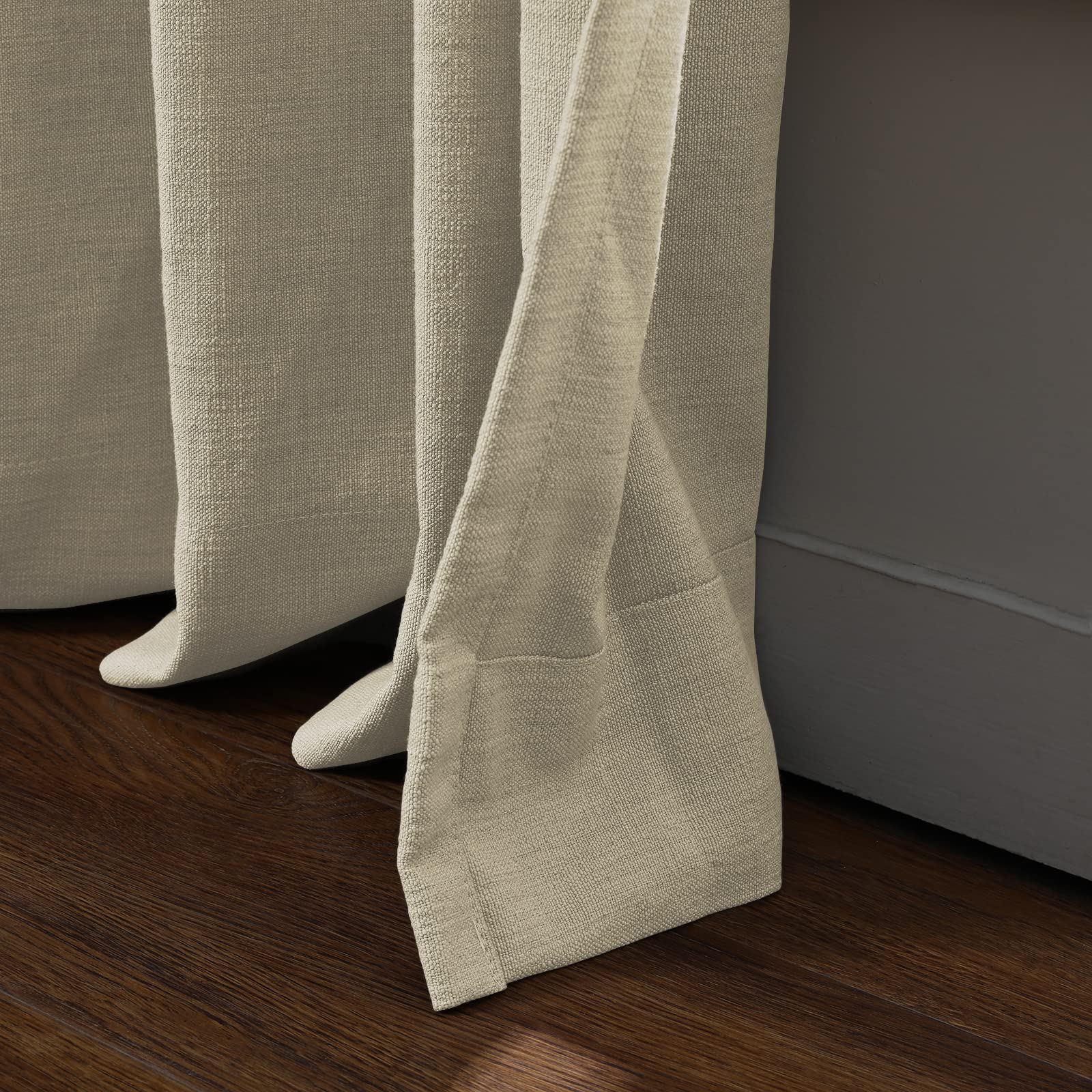 Amazon｜TWOPAGES ベージュ ピンチプリーツカーテン 長さ45インチ