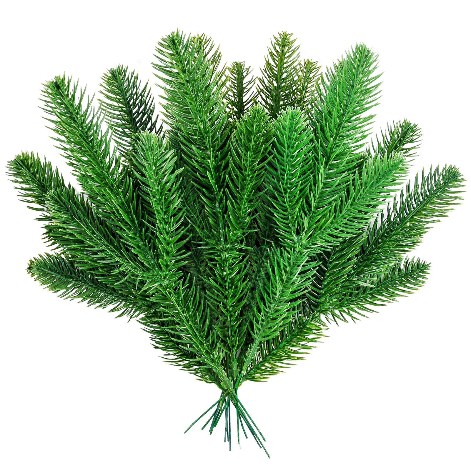 FENGRUI 40 Pcs Artificial Pine Green Leaves Needle Garland for Christmas Embellishing and Home Garden Decor Pine Picks for Craft Sturdy and Durable