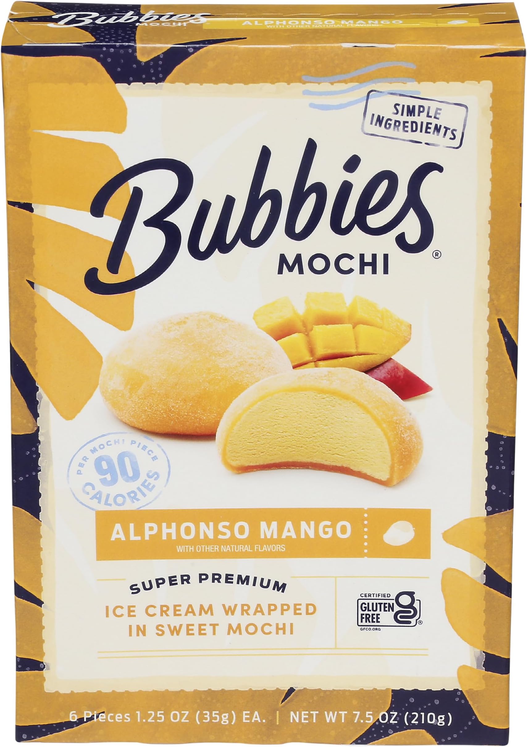 BUBBIES MOCHI Mango Mochi Ice Cream, 7.5 OZ