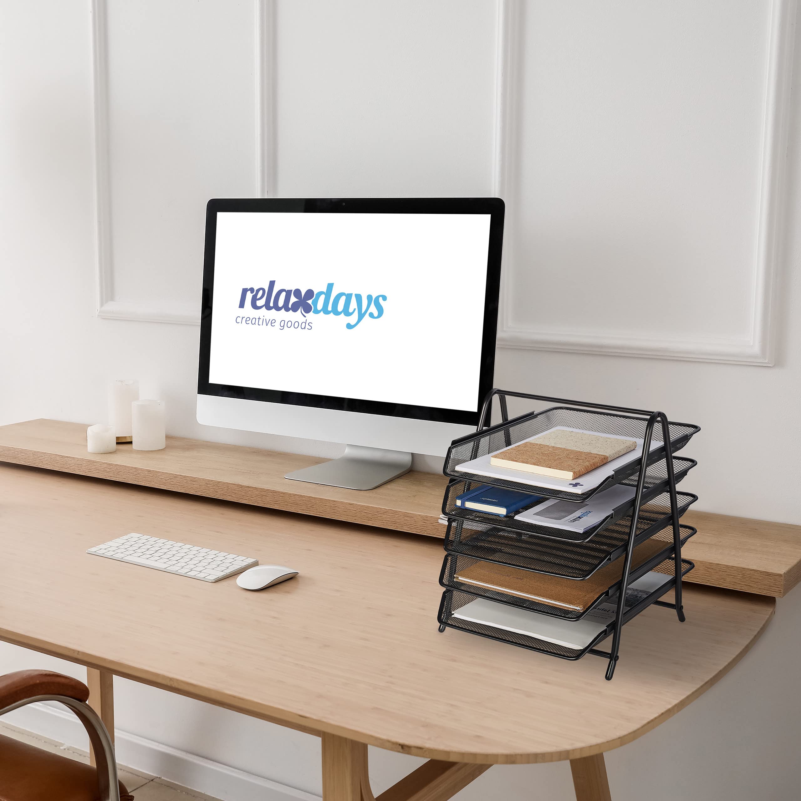 Organizer Da Scrivania A 5 Cassetti - Per Documenti A4, Cancelleria, Nero, 24x26x34 Cm - Foto 4