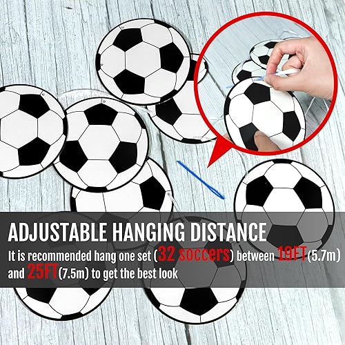 Miniatura 3 de Novelty Place Pancartas de decoración de fiesta de fútbol, 32 unidades, guirnaldas con patrón de pelota de fútbol, banderines, tarjetas de