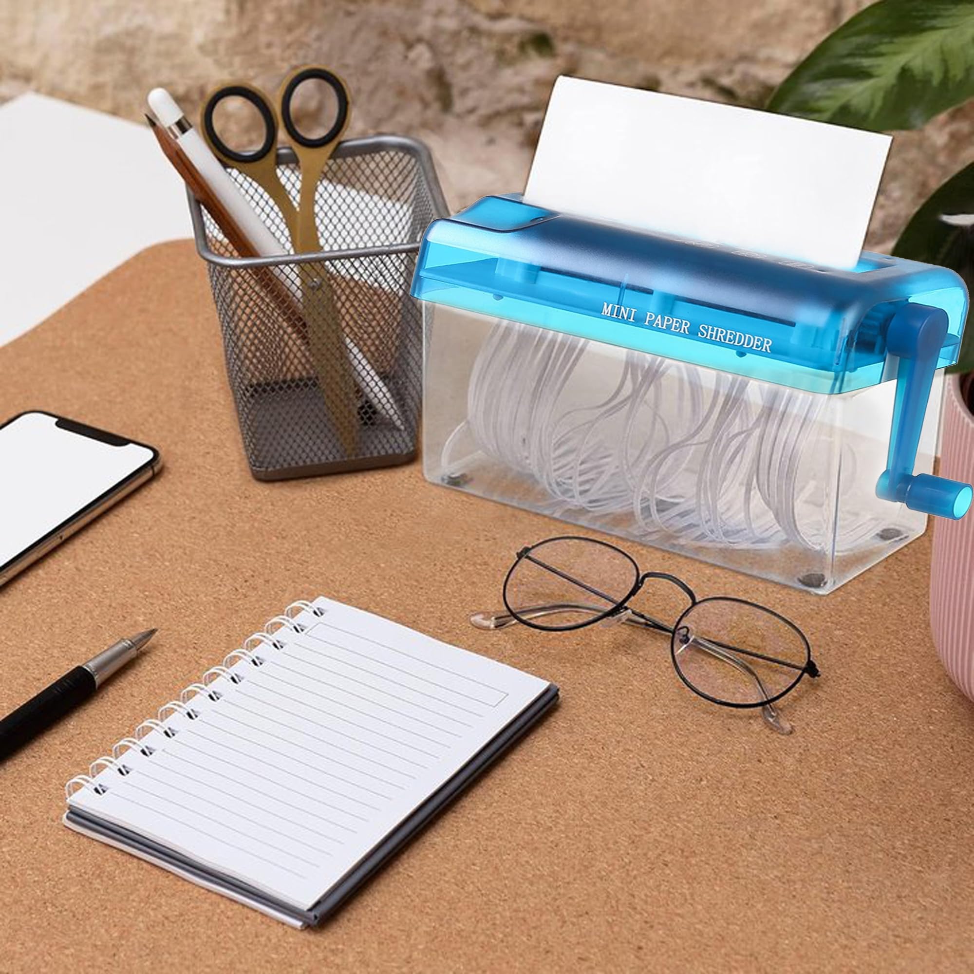A6 kleiner manueller Schredder, unter Silikon Anti Rutsch Schredder, verwendet für Dokumente, Home Office, Desktop Zubehör, Kleine Tragbare Papiermaschine mit geradem Schneidwerkzeug