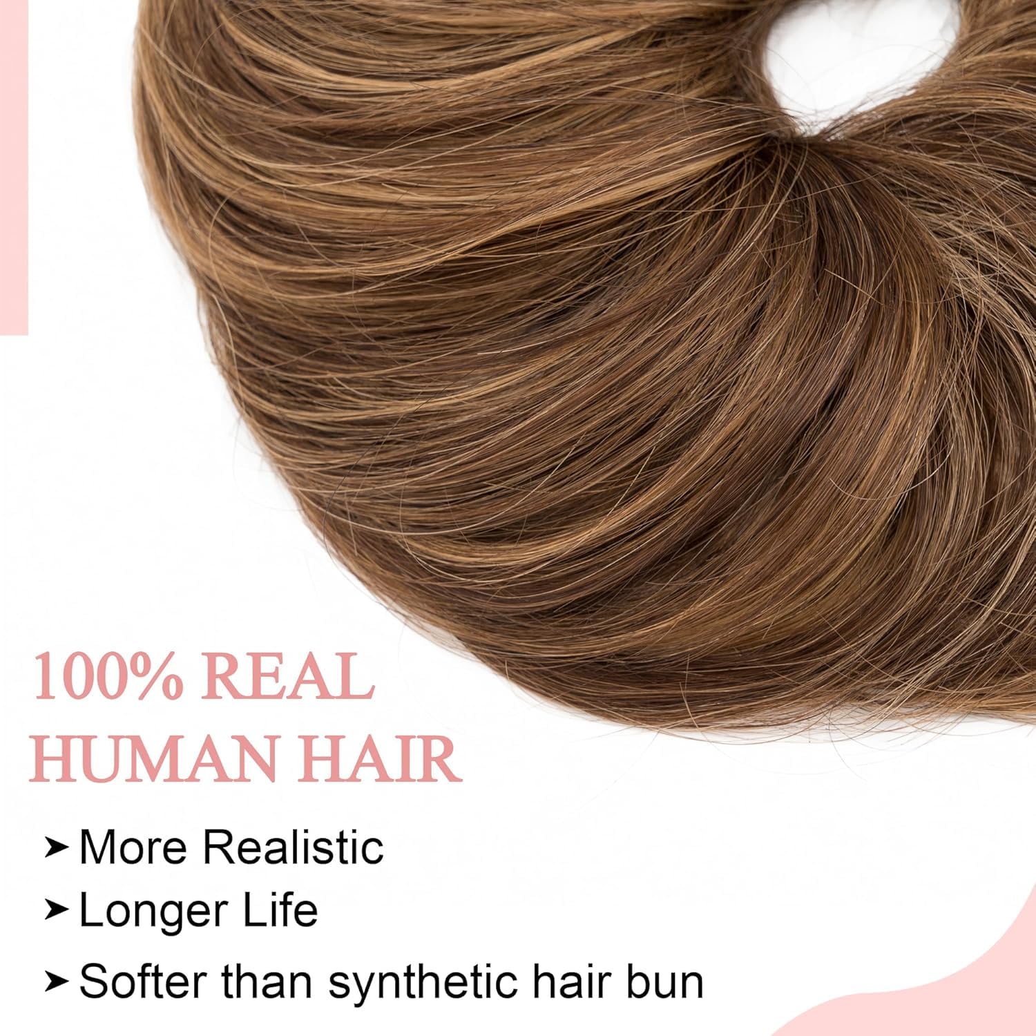 SEGO Human Hair Messy Bun Hair Scrunchies Curly Wavy Hair Piece Real Remy Donuts Updo Chignon For Women Girls,#4P27 Medium Brown&Dark Blonde - Image 2