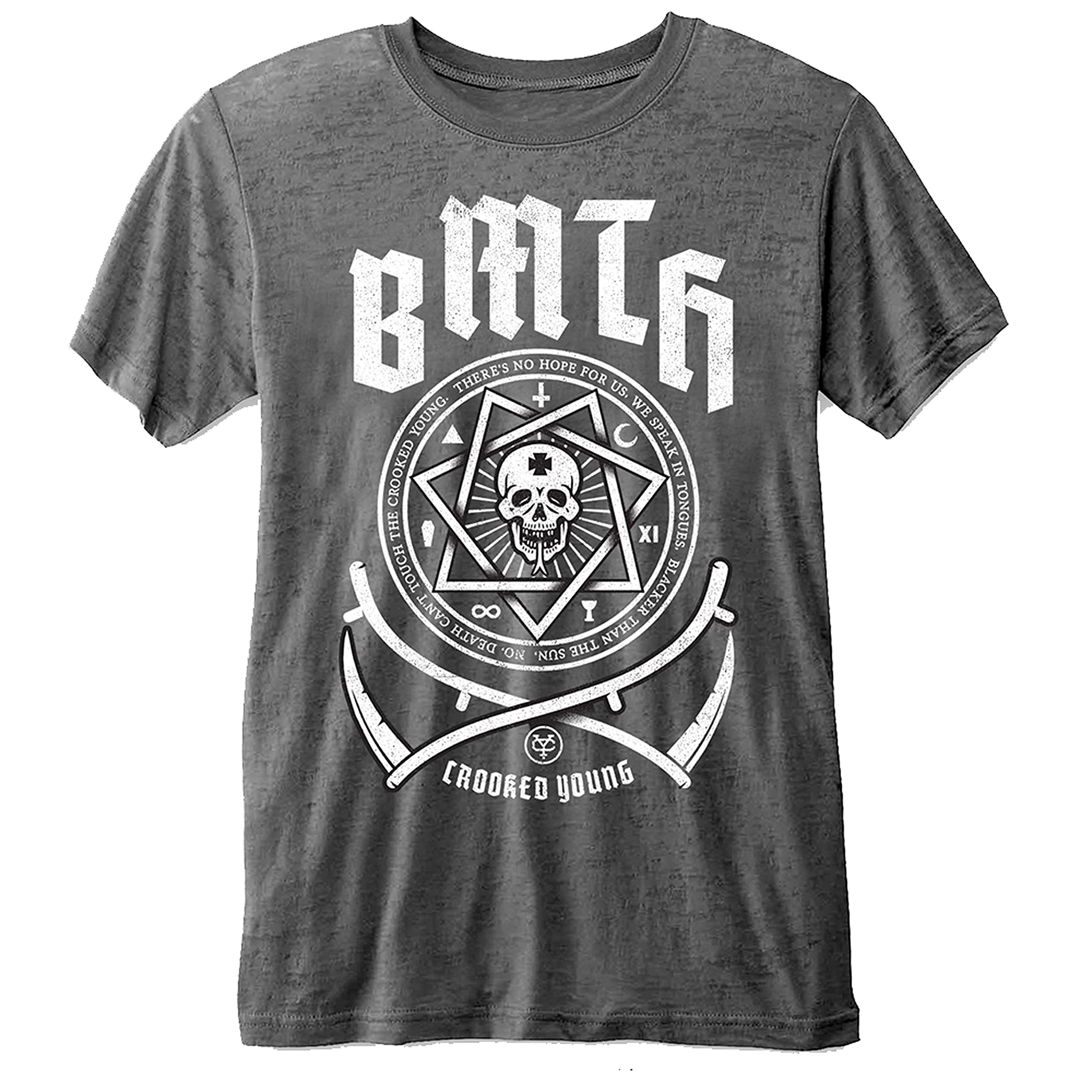 Bring Me The Horizon T Shirt Crooked Young Logo Official Charcoal Grey Burnout XL