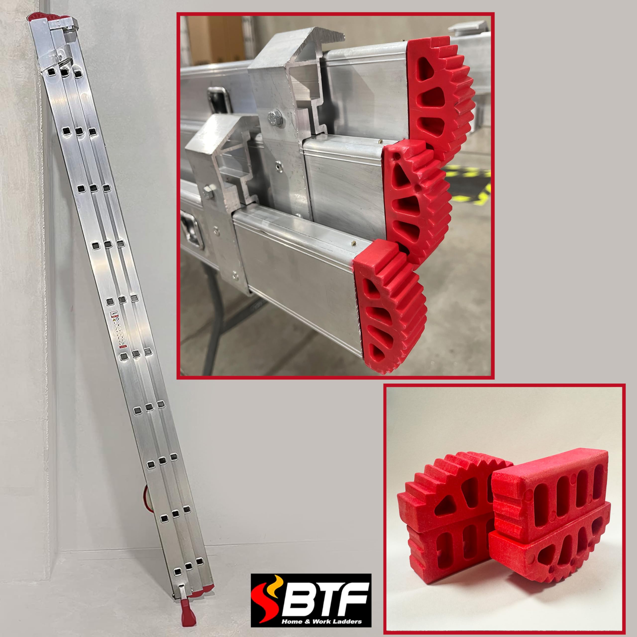 6 Endstücke Für BTF Industrieleitern - Gummifüße 65x25mm Profil