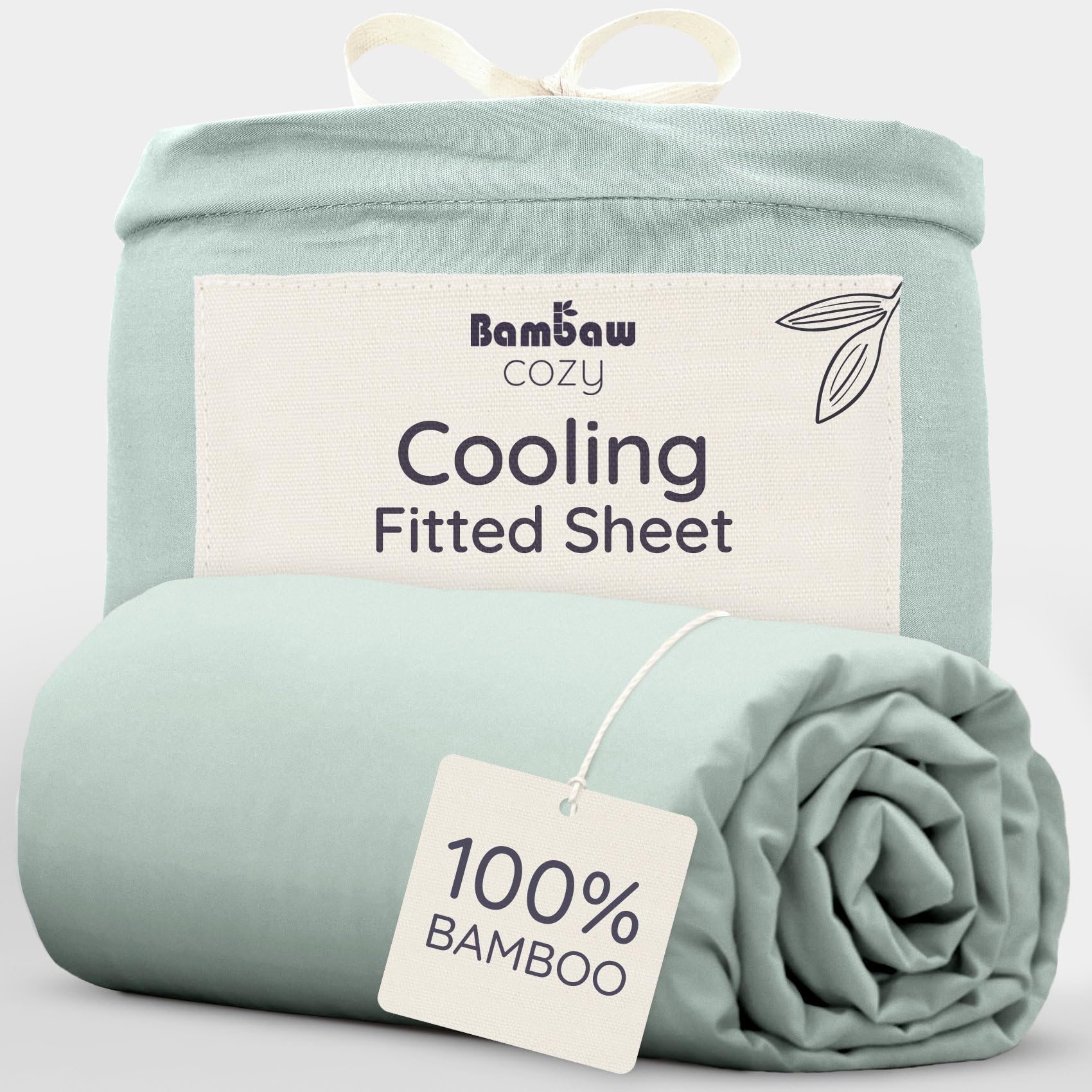 Bambaw Sea Glass Bamboo Bed Sheets Super King Size 180X200 Cm, Deep Pockets 35Cm, Cooling Bedding For Night Sweats, 100% Bamboo Sheets, Cool Super King Bedding, Soft Deep Fitted Sheet 180X200 Cm (Sea Glass)