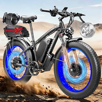 Peak-9000W-Dual-Motor-Electric-Bike Adults with 58V Peak 34AH Battery, 42-46MPH 24 Inch Dual-Motor-EBike, Up to 105 Miles with Disc Brake Fat Tire Electric Bicycle E Bike Mountain Snow