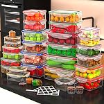 70 Pcs Large Food Storage Containers with Lids Airtight-2500ML to Small Box,Total 22812 ML Stackable Kitchen Bowls Set(35 Containers,35 Lids)-BPA Free Leak proof Plastic Boxes-Microwave safe
