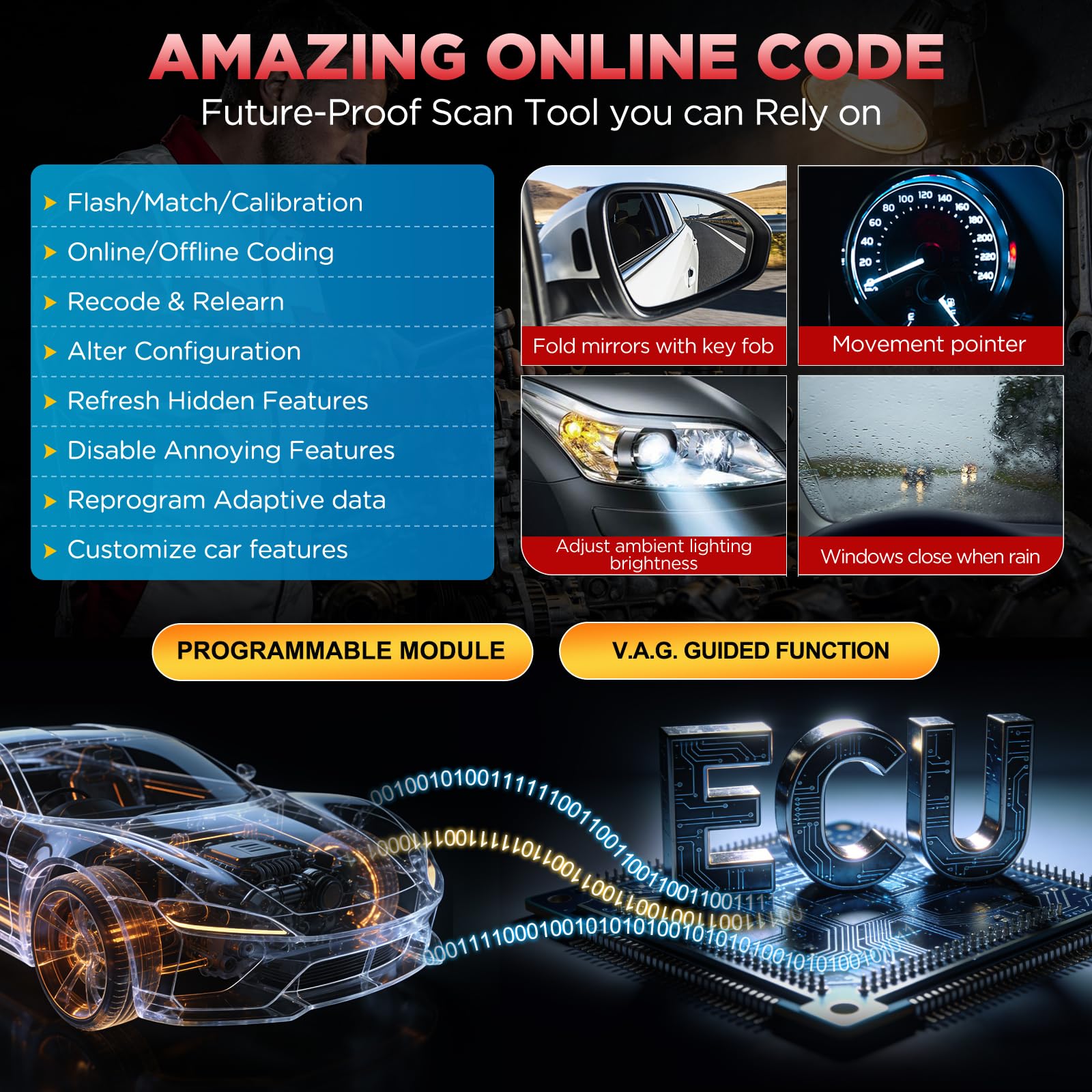 LAUNCH X431 Pro Elite OBD2 Diagnosis Coche Multimarca, Diagnóstico Avanzado de Todo el Sistema Bi-direccional Maquina Diagnosis Coche, 45+ Azzerare, Codificación ECU, CANFD & DoIP, Guiada V.A.G. - 4
