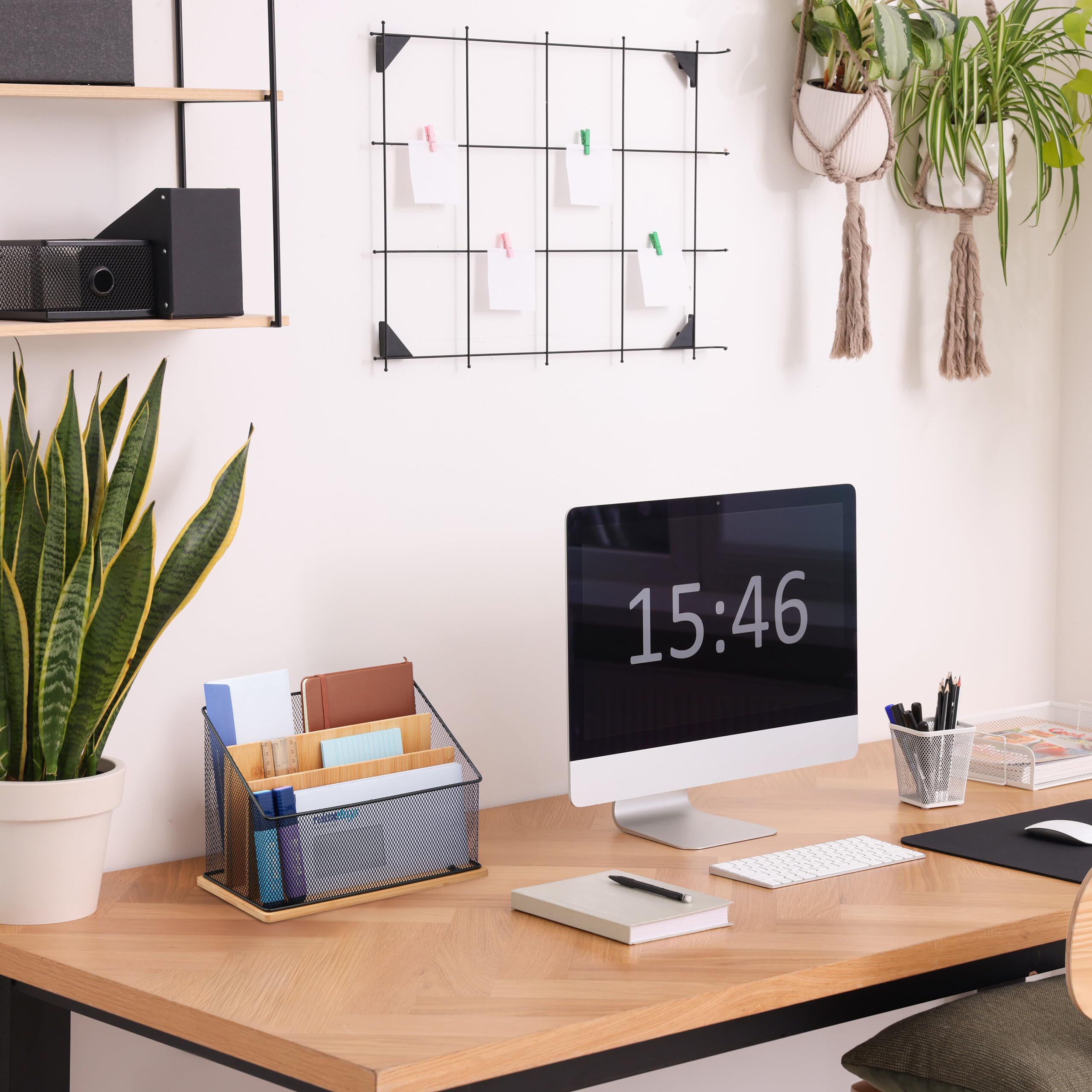 Relaxdays bureau organizer met lades en open vak, bamboe