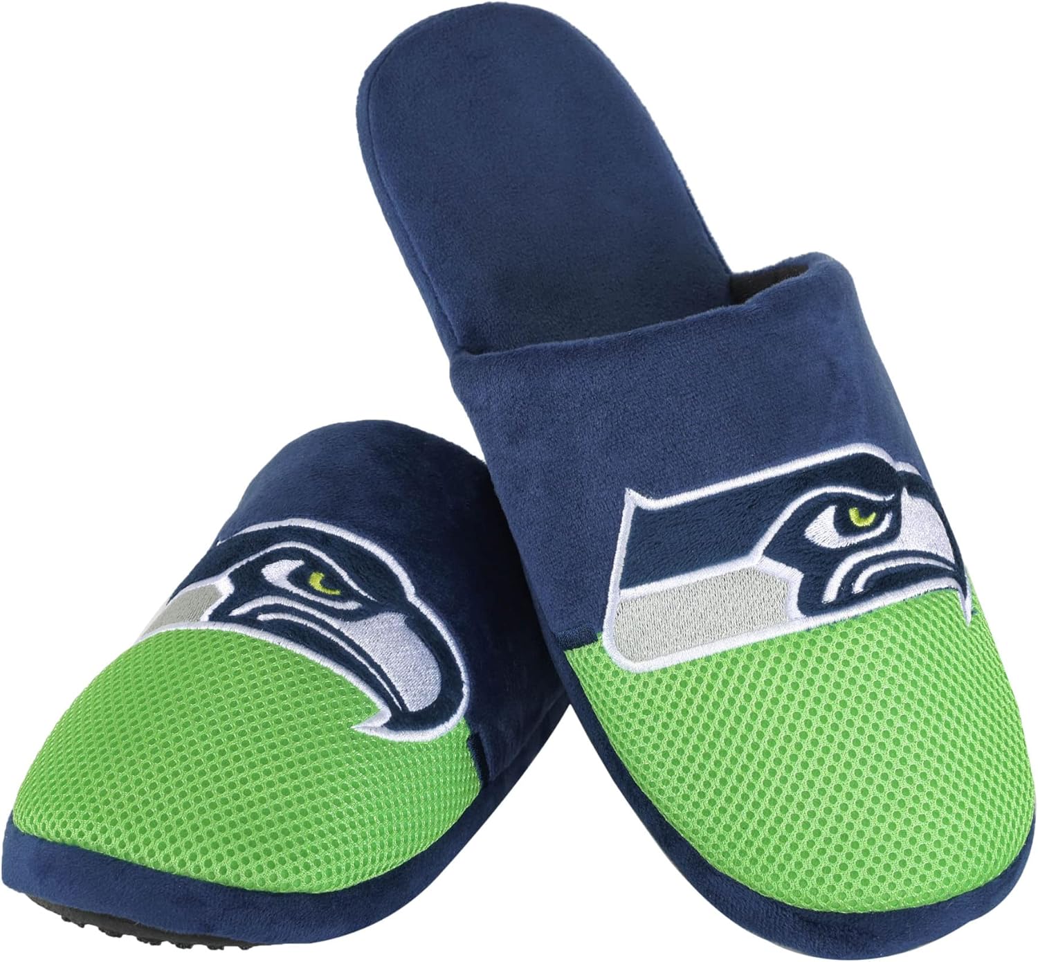 FOCO Men's NFL Team Logo Staycation Plush House Shoes Slide Slippers