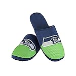FOCO Seattle Seahawks NFL Mens Logo Staycation Slippers - L