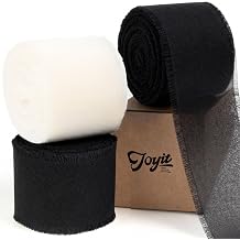 JOYIT Black Chiffon Ribbon 1 1/2 inch x 24 Yd 3 Rolls Frayed Fringe Ribbon for Flower Bouquet, Soft Silk Ribbons for Gift Wrapping Presents Wedding Invitations Crafts Decorations Ivory & Black