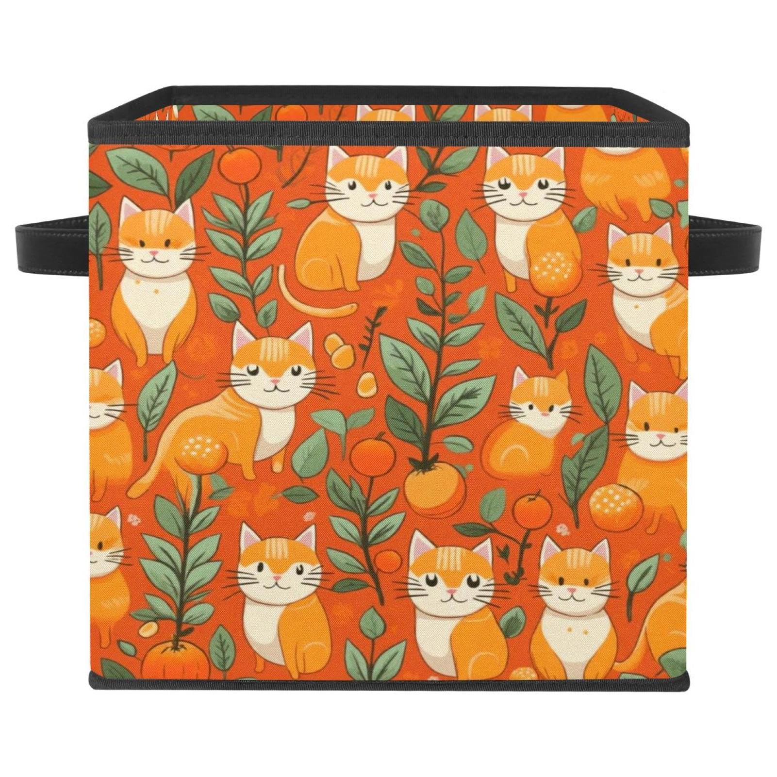 Panier de rangement chat dessin animé, grand cube pliable de 27,9 cm pour organiser le linge
