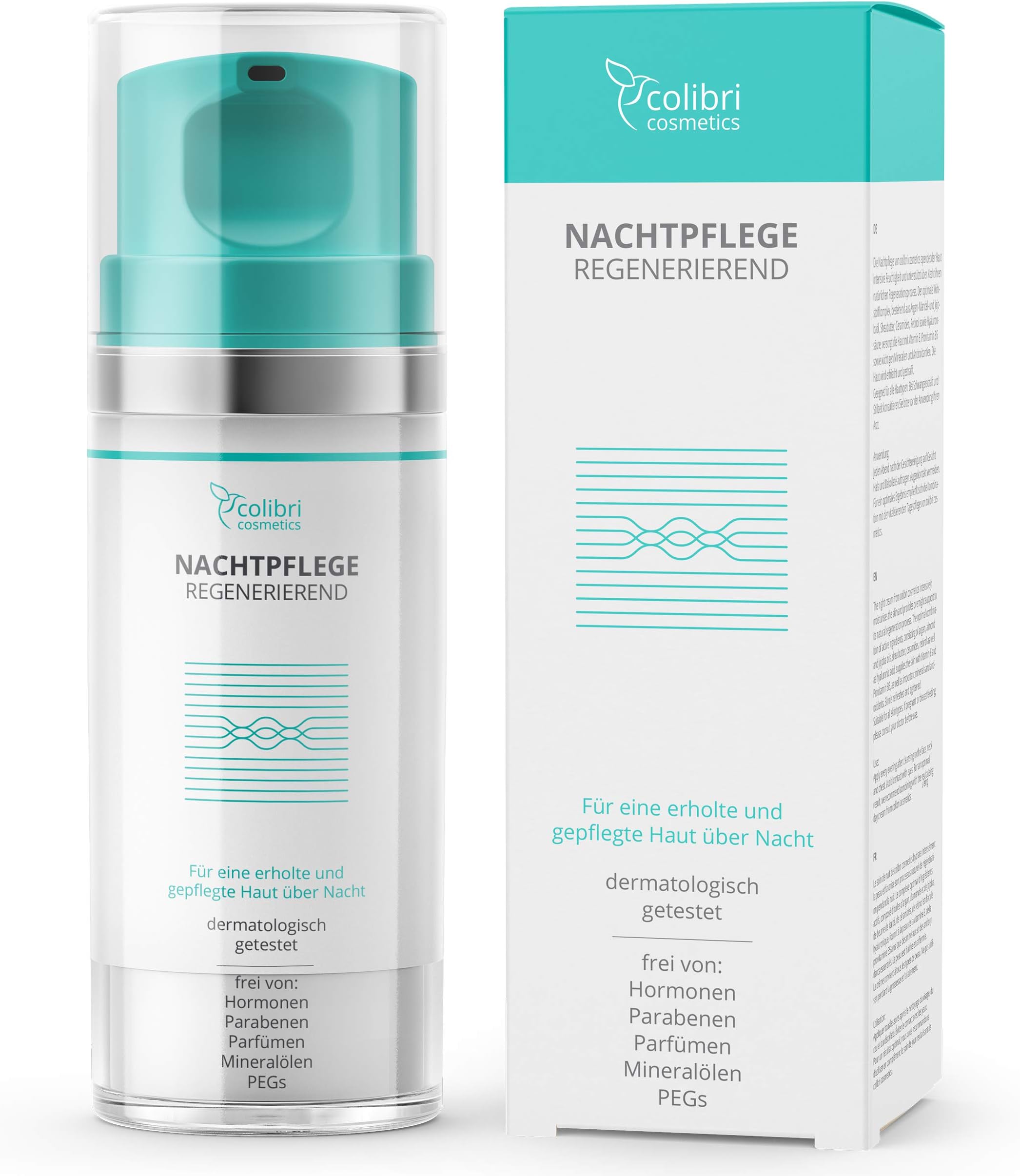 Night Cream with Retinol and Hyaluron Serum - Anti Aging Face Cream for Women and Men 100 ml - Anti Wrinkle Face Cream by colibri cosmetics - Natural Face Cream Made in Germany