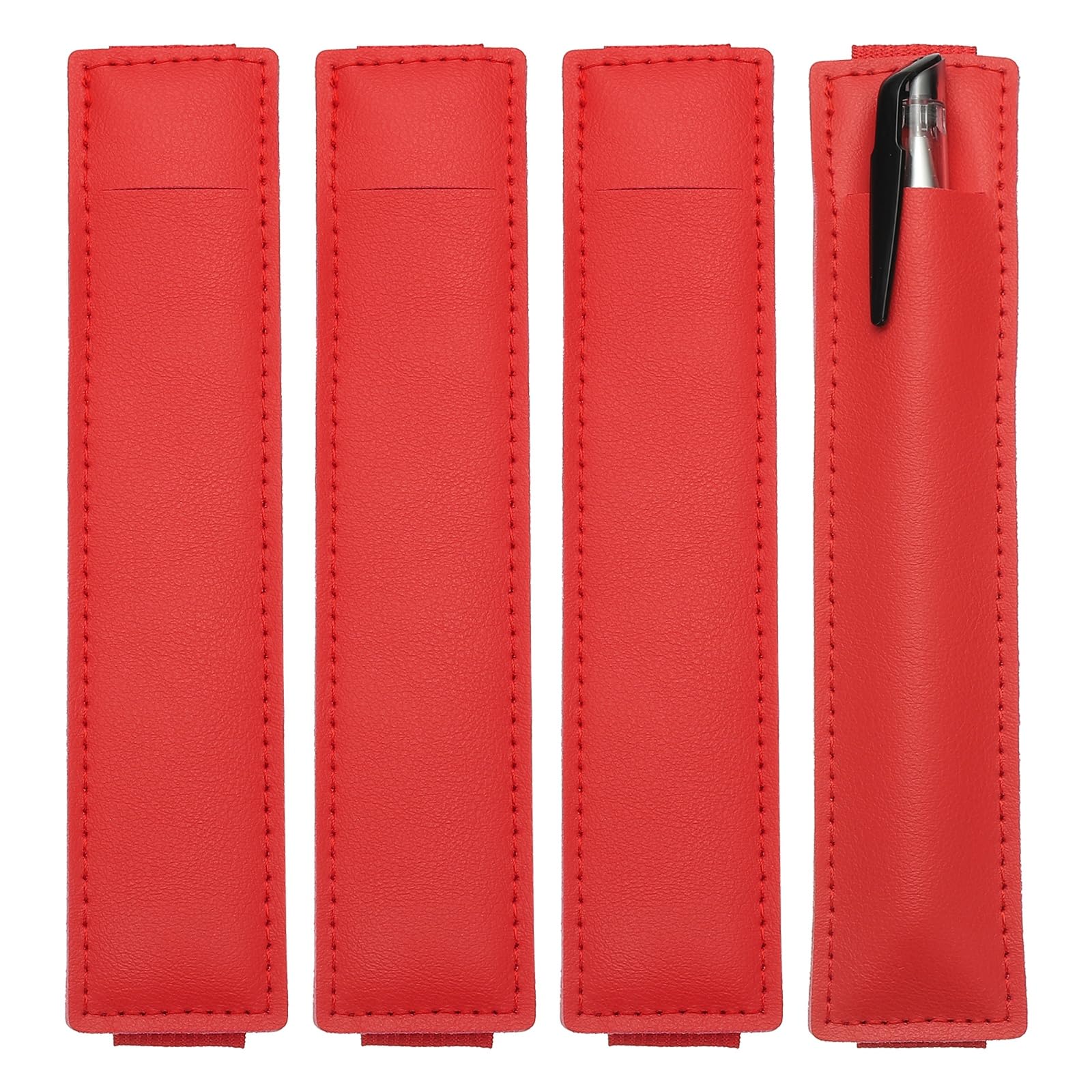 sourcing map 6 Pcs Adjustable Pen Loop Holder for Notebook, PU Leather Pen Holder Pencil Sleeve Elastic Strap Band Designed for Journals Clipboards, Notebooks, Journals, Calendars (Red)