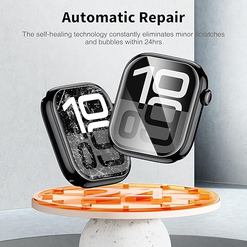 Miniatura 36 de LK Paquete de 8 protectores de pantalla para Apple Watch de 1.732 pulgadas Series 6/5 SE2 [película suave mejorada] [autorreparación] película