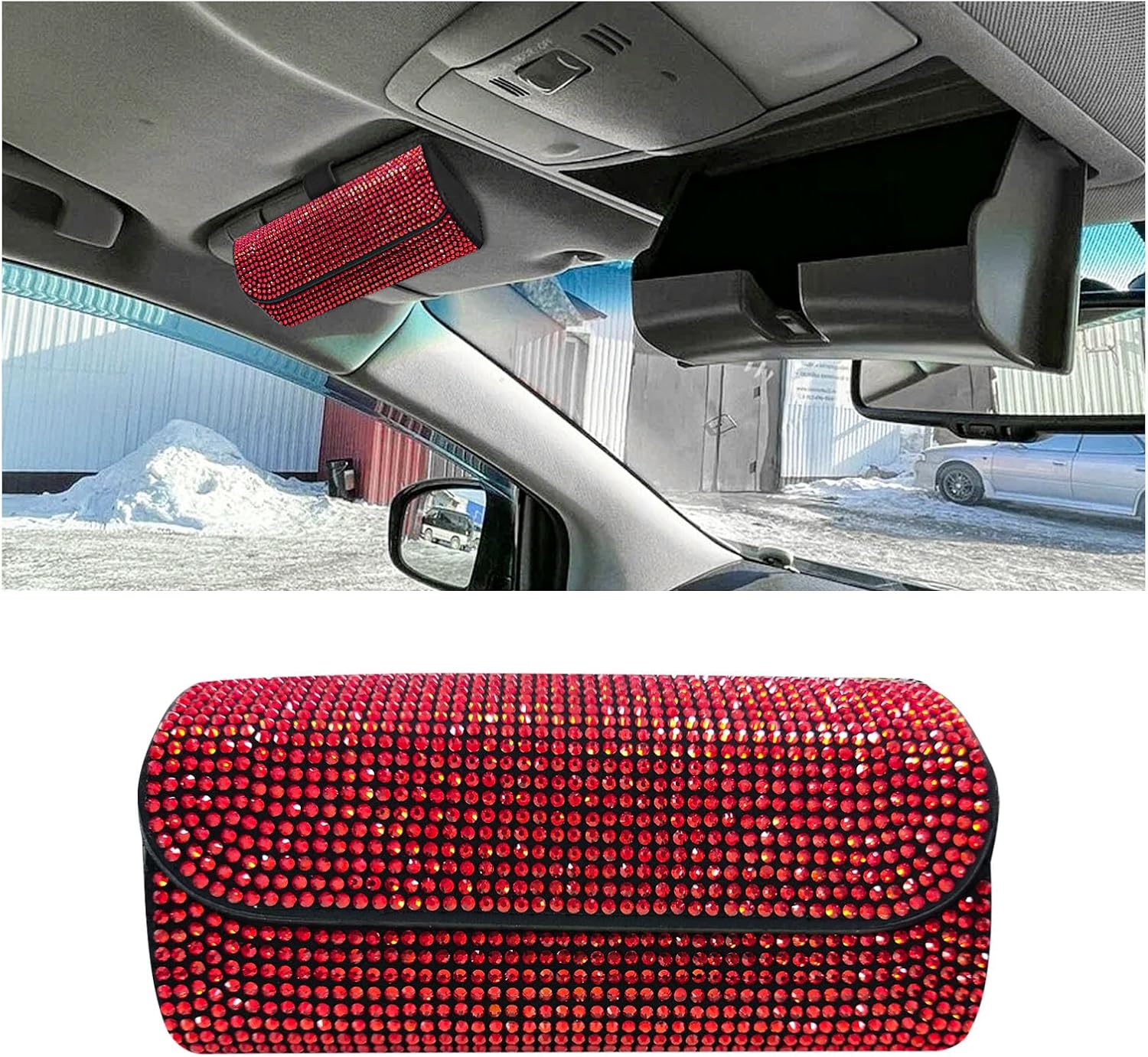 Augeny Bling Sunglasses Holder for Car Sun Visor, Sparkling