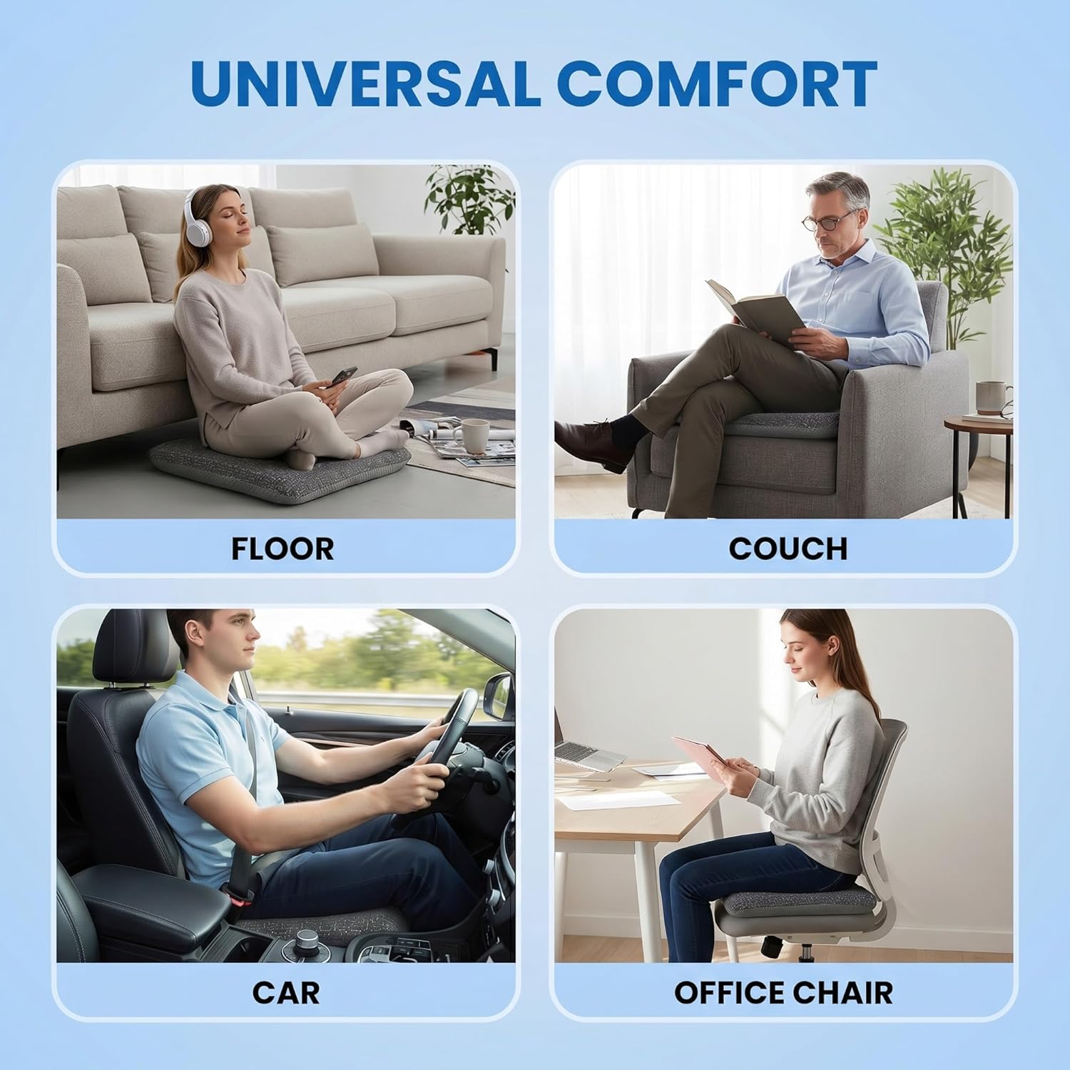 Ganondorf Extra Large Recliner Seat Cushion for Elderly Tufted Furry Booster Foam Cushion, Pressure Relief for Long Sitting Orthopedic Chair Cushion for Recliners Office Chairs, Grey