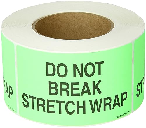 Tape Logic Aviditi Tape Logic - Adhesivo adhesivo de advertencia verde fluorescente "Do Not Break Stretch Wrap", para envío, manipulación, embalaje