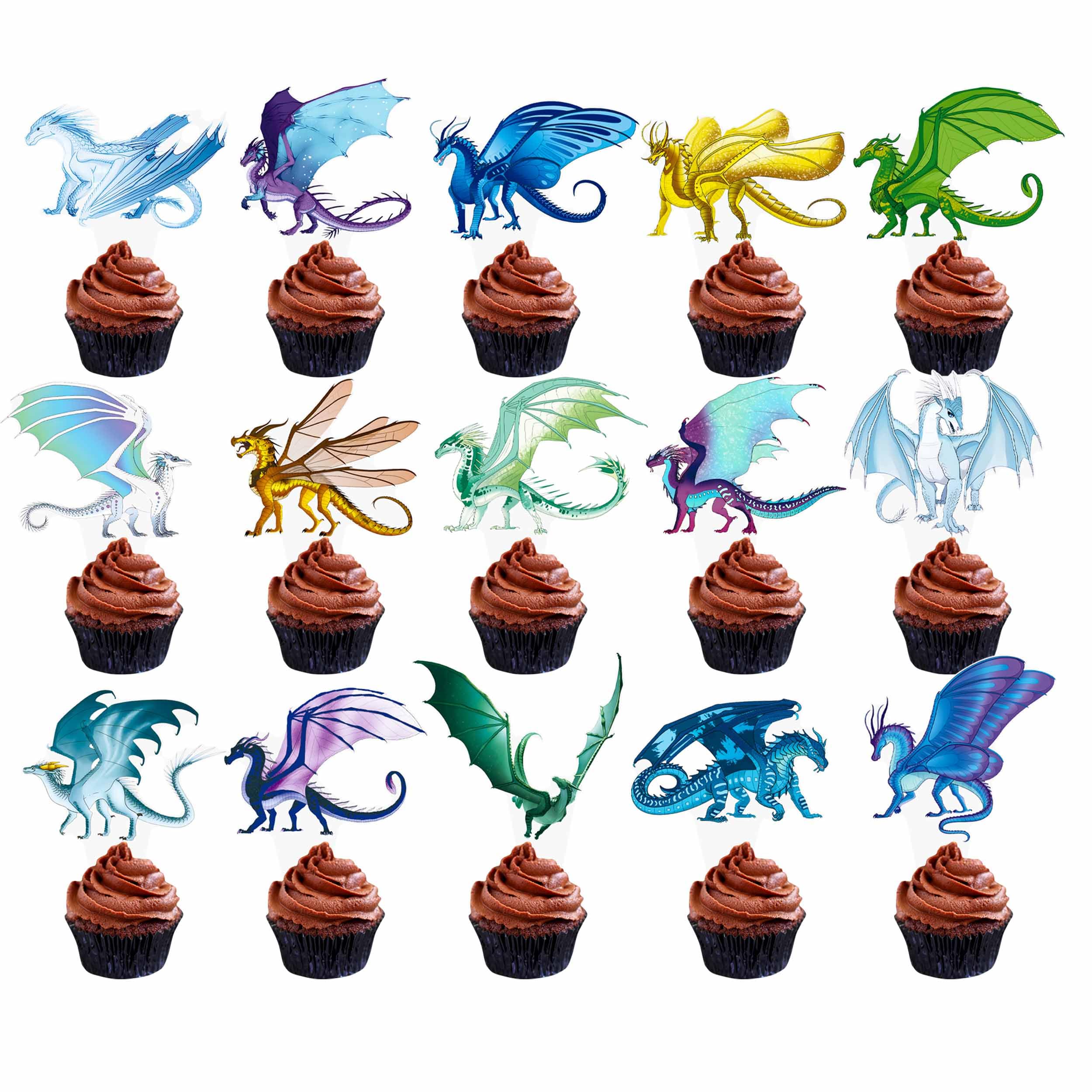 Dragon Baby Shower Decoration 48Pcs Colorful Dragon Cupcake Toppers Flying Dragon Cupckae Toppers for Dragon Themed Baby Shower Dragon Birthday Party Decoration Supplies
