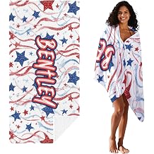 JML Personalized Custom Beach Towel, American Flag Swirl, Printed in USA, 35 x 70 inches, Quick Dry & Absorbent Customized Microfiber Swim Towel for Summer Holiday, Pool Party, Birthday, Anniversary
