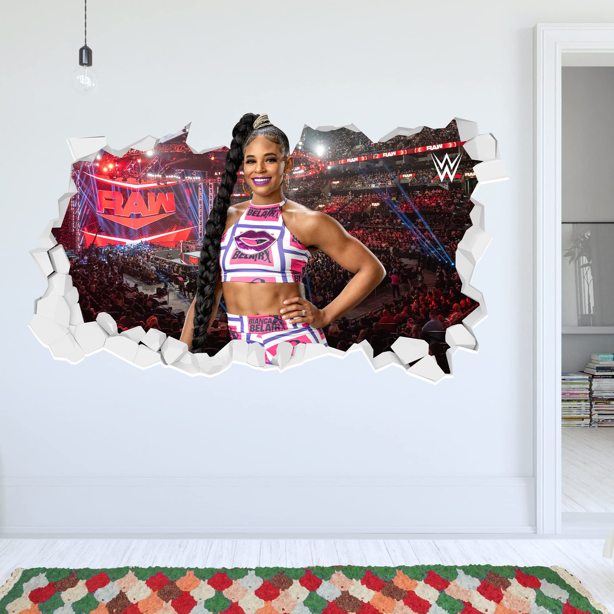 WWE - Bianca Belair Broken Wall Decal Wrestling Mural Art (60cm Width x 35cm Height)