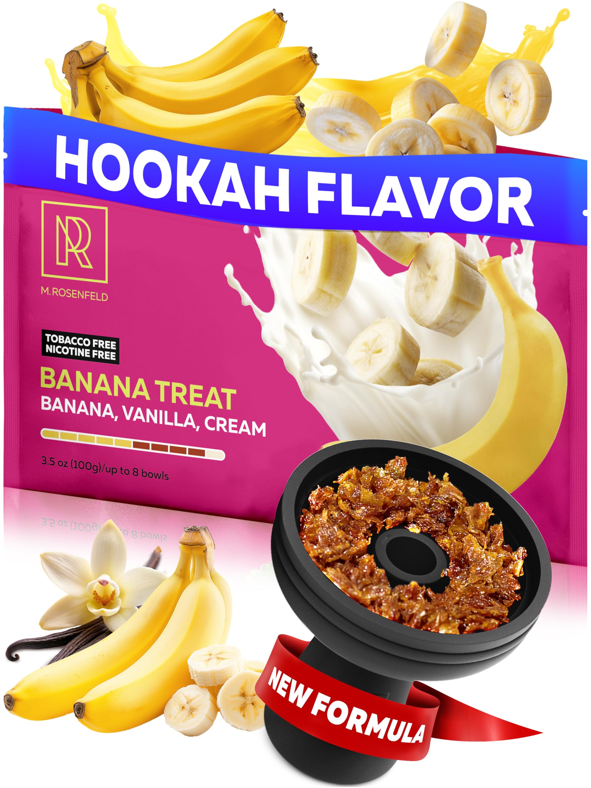 Banana Treat Shisha Hookah Flavors – 3.5 oz (100g) Tobacco Free & Nicotine Free Shisha – Premium Non-Tobacco Hookah Flavors – Long-Lasting & Rich Smoke