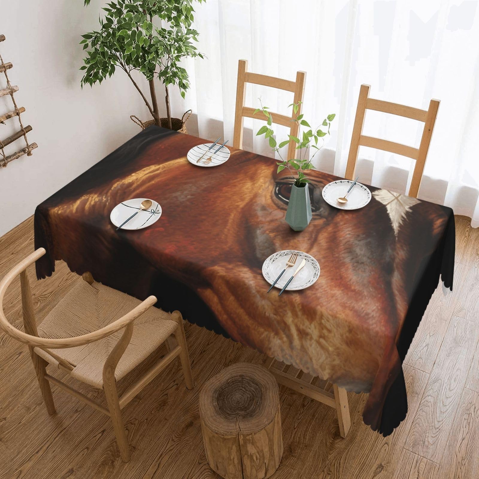 Nappe cheval brun facile d'entretien pour protéger la table du jardin