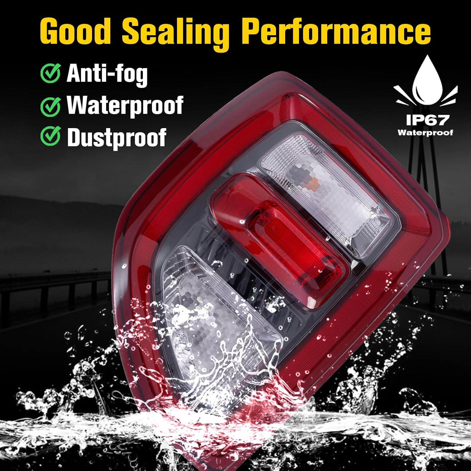 Tail Lights Assemblies Compatible with Ford Bronco Sport 2021 2022 2023 2024 Accessories, LED/Halogen Rear Brake Lamps Turn Signal Lights Reverse Light Replaces# M1PZ-13404-A, Left Driver Side