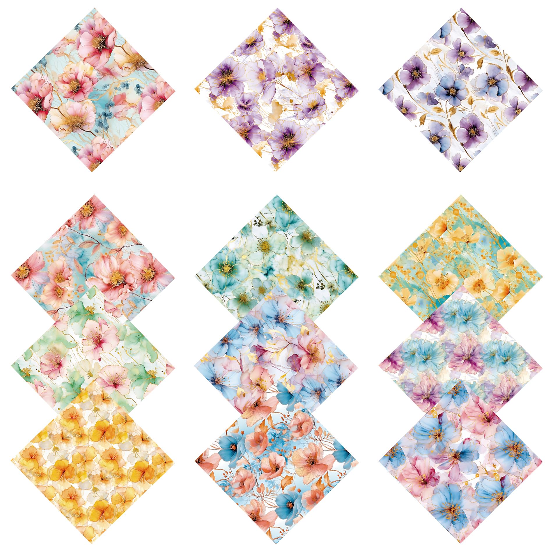 Papier do scrapbookingu, 6"x6", 48 arkuszy papieru z wzorem kwiatów jedwabnych, jednostronny papier wiosenny, 160 g/m2, papier dekoracyjny do robótek ręcznych(148)