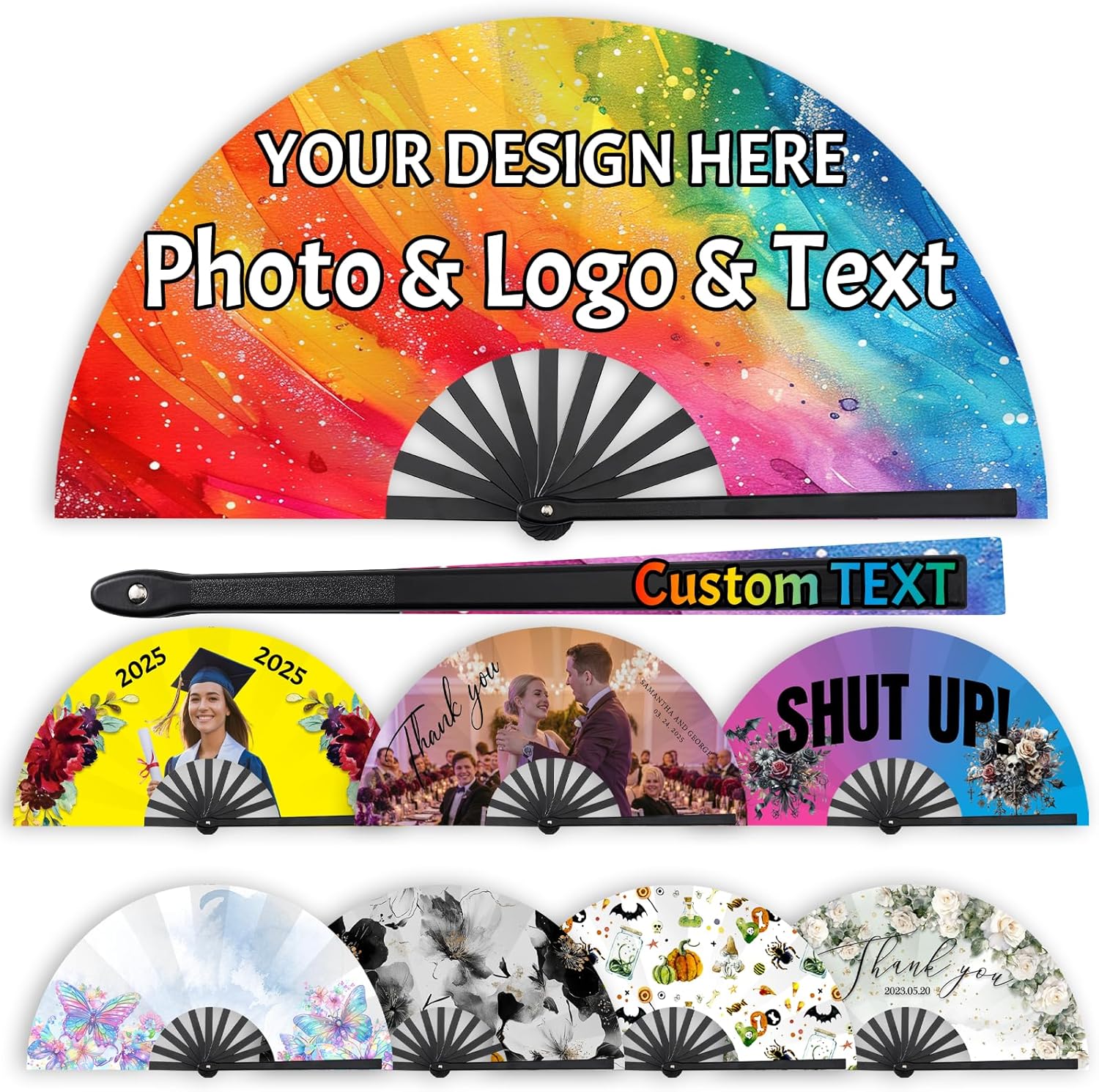 Decorative Folding Fans Personalized Line Dance Popping Fan Custom Handheld Fans With Photo/Text/Logo Customized Gift For Women Performances Weddings Dances Parties Festivals Graduations
