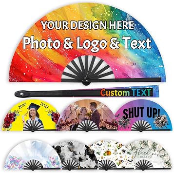 Decorative Folding Fans Personalized Line Dance Popping Fan Custom Handheld Fans With Photo/Text/Logo Customized Gift For Women Performances Weddings Dances Parties Festivals Graduations