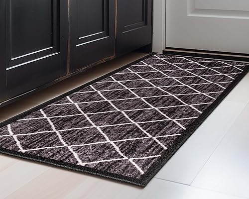 Miniatura 3 de Well Woven Kings Court - Alfombra de pasillo gris con parte trasera de goma antideslizante y enrejado de diamantes de 2 x 5 pulgadas, para pasillo,