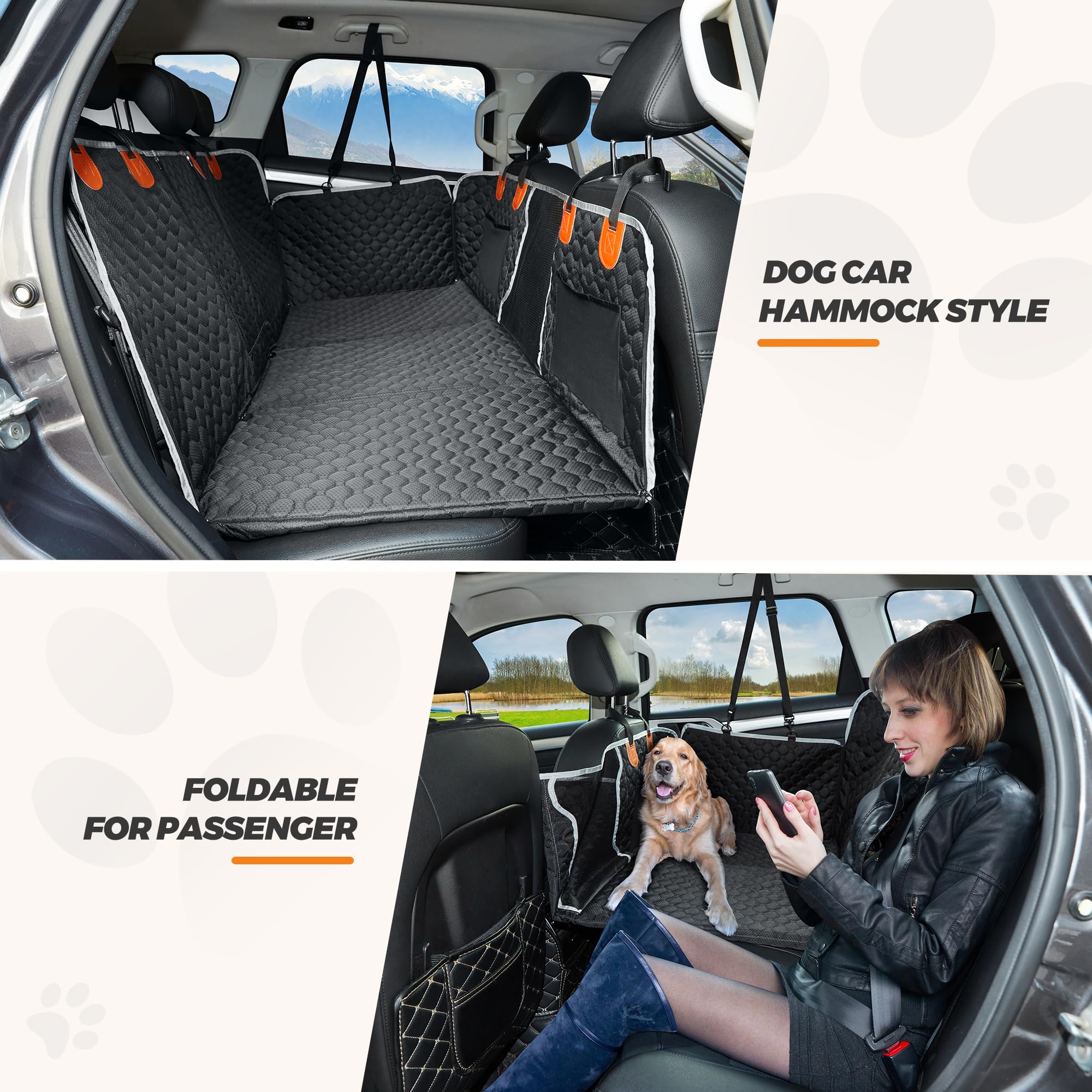 ANOSOSPECIAL Extension de siège arrière, Housse de siège de Voiture pour Chien, hamac de Voyage imperméable pour Animal Domestique, Matelas de Camping Durable, Facile à Nettoyer pour Auto（Noir）