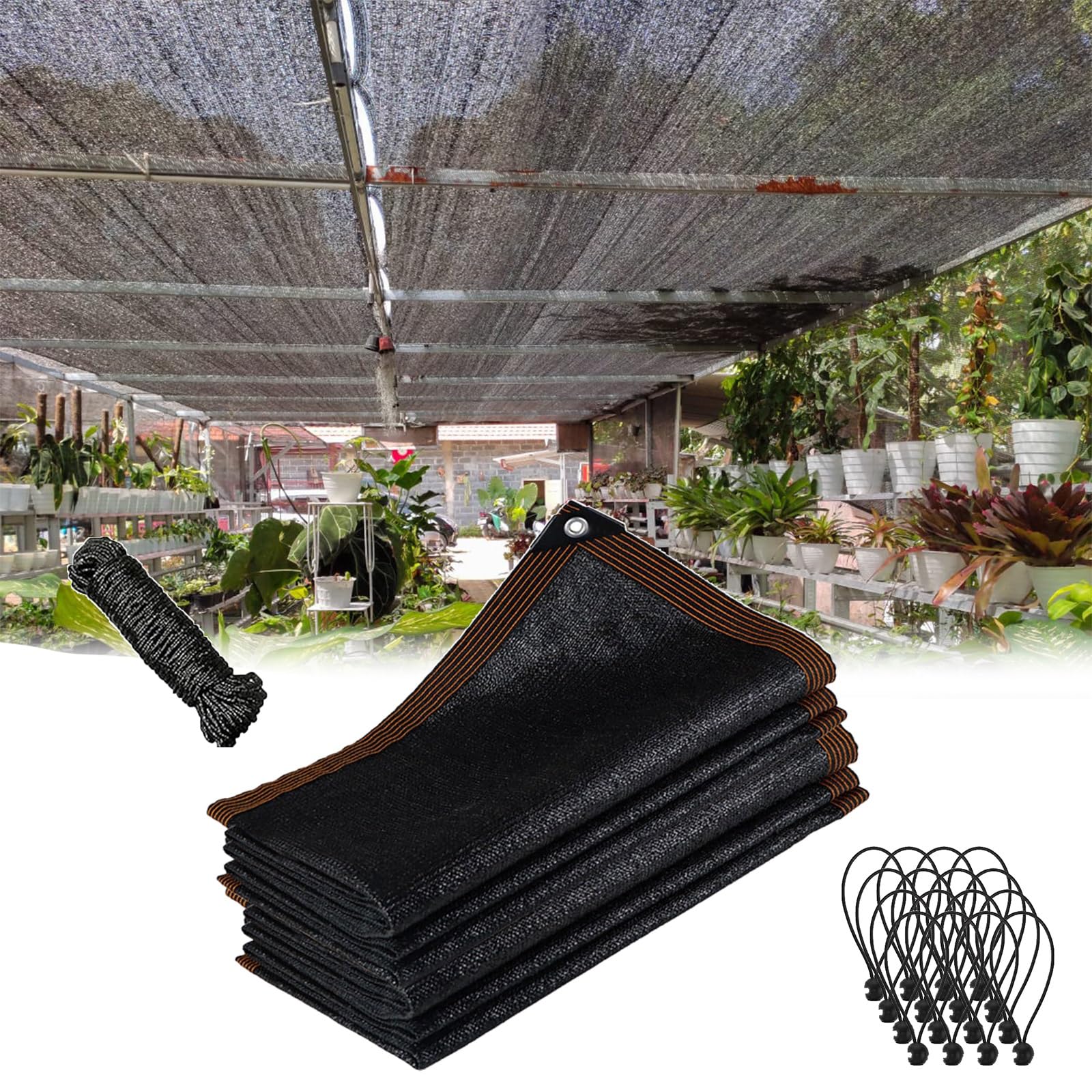 ZJHAHJY 16x18 FT,Black Garden Shade Fabric Sun Cloth,Resistant Mesh Tarp with Grommets Black,for Plant Cover, Greenhouse, Chicken Coop, Kennels, Tomatoes Plants