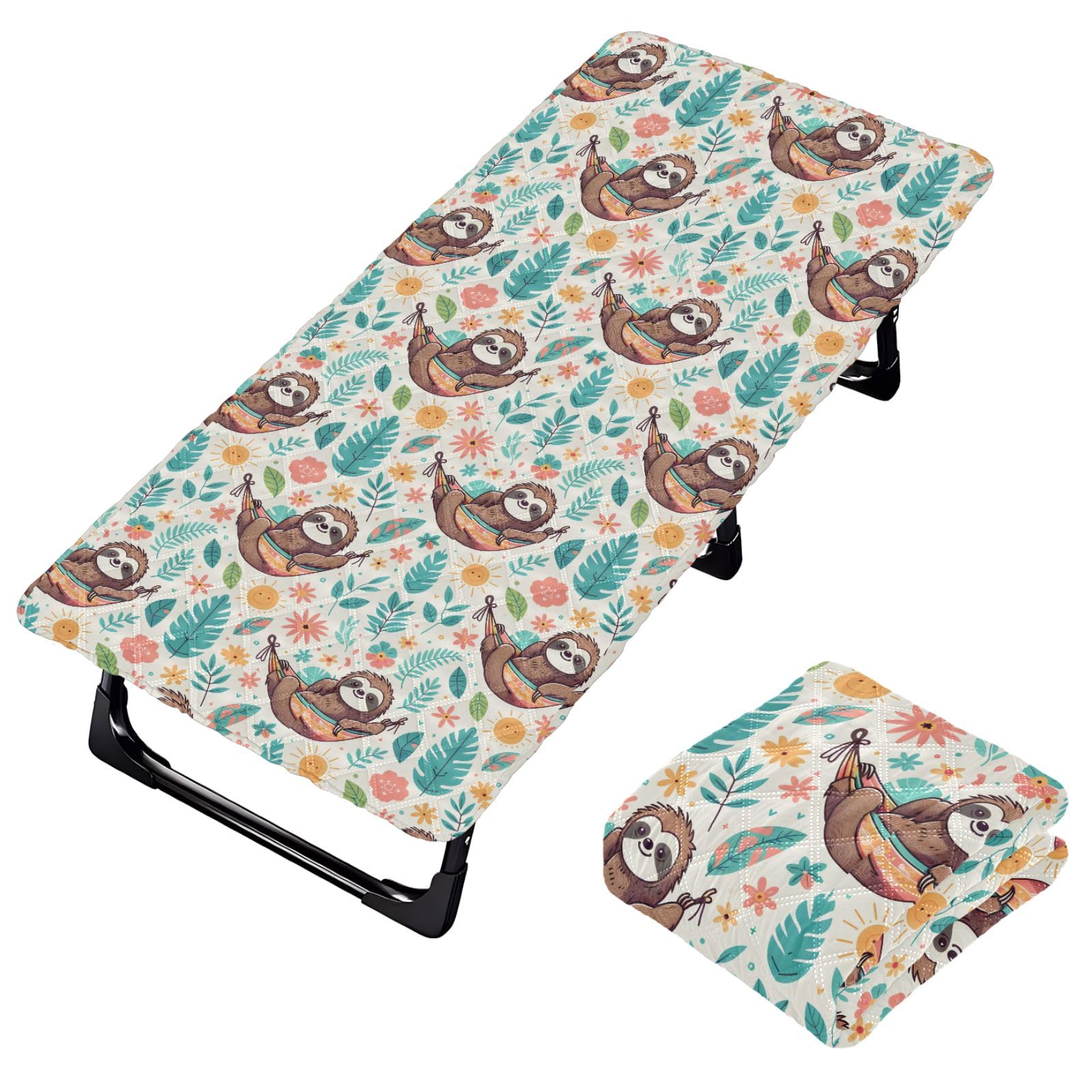 Portable Toddler Bed Sheet for Kids Cute Sloth with Hammock Travel Bed Fitted Sheet