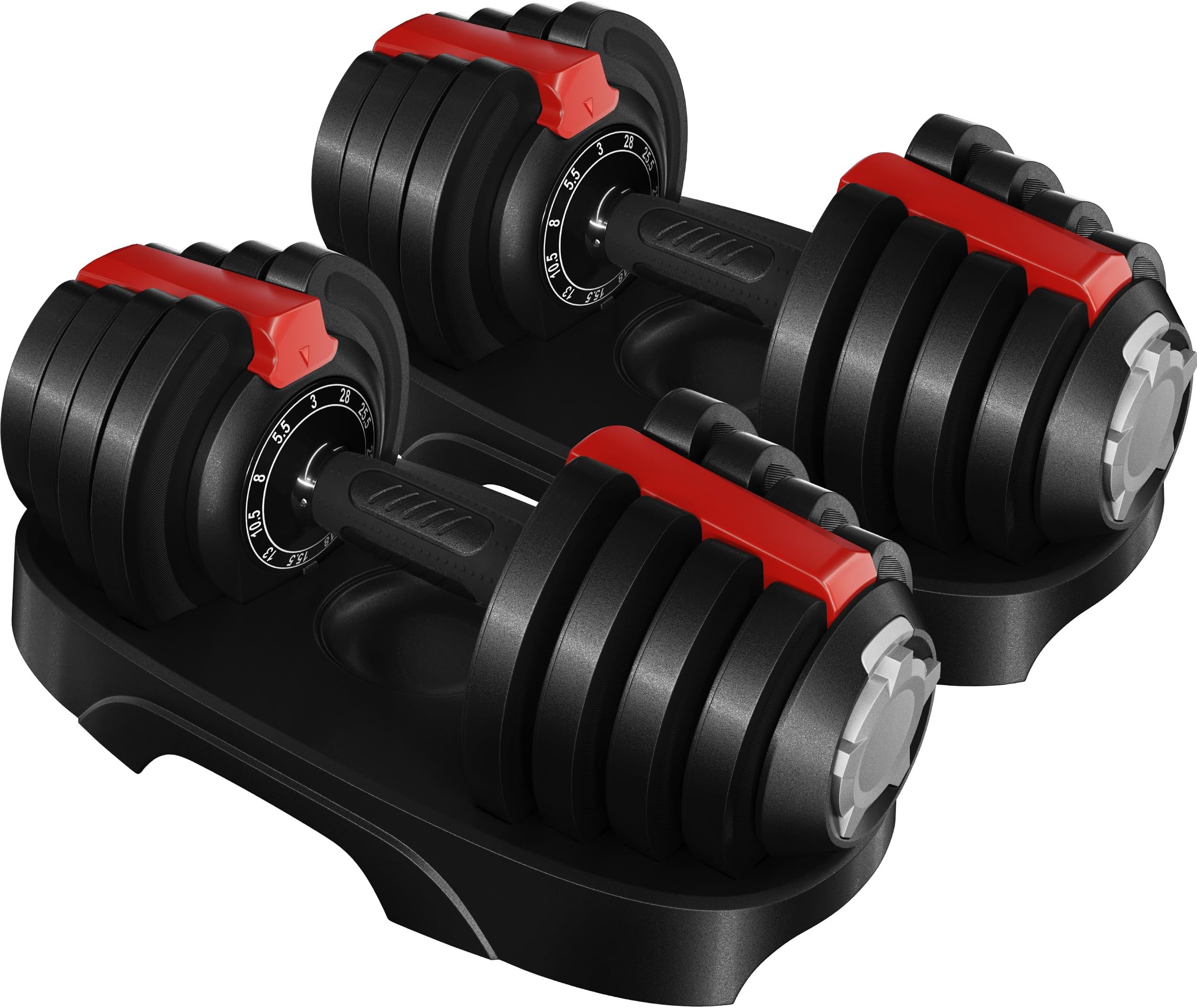Yaheetech Adjustable Dumbbell Set 28/40/52.5/90LBS Adjustable Dumbbells Fast Adjust Dumbbell Weight Set with Anti-Slip Handle and Tray for Men/Women Home Gym Strength Training Equipment Single/Pair