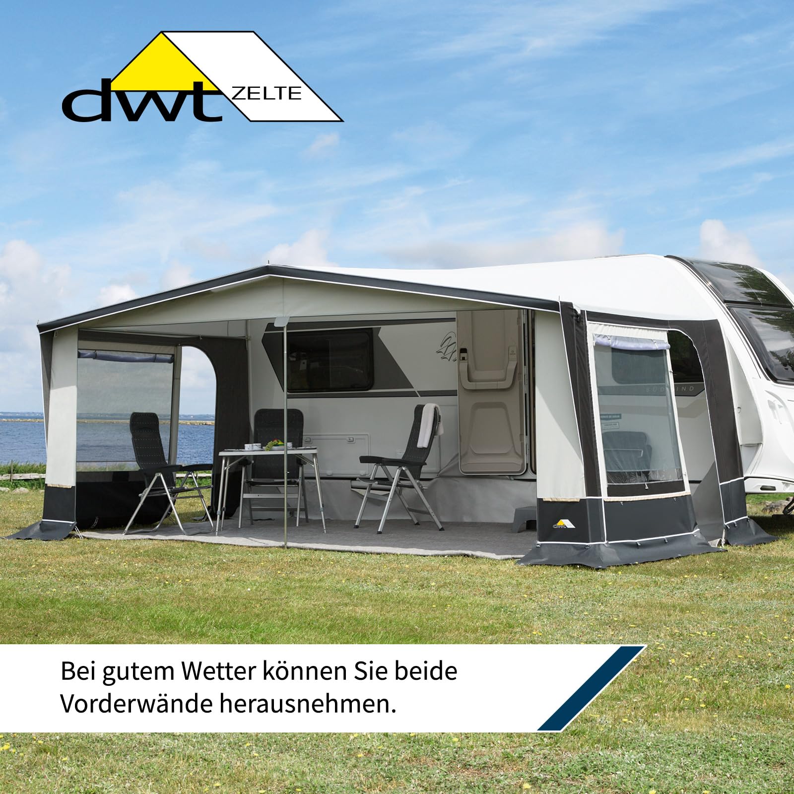 DWT Wohnwagenvorzelt Jubilee 40-270cm inkl.25 ST Zelttiefe Reisezelt für Einsteiger