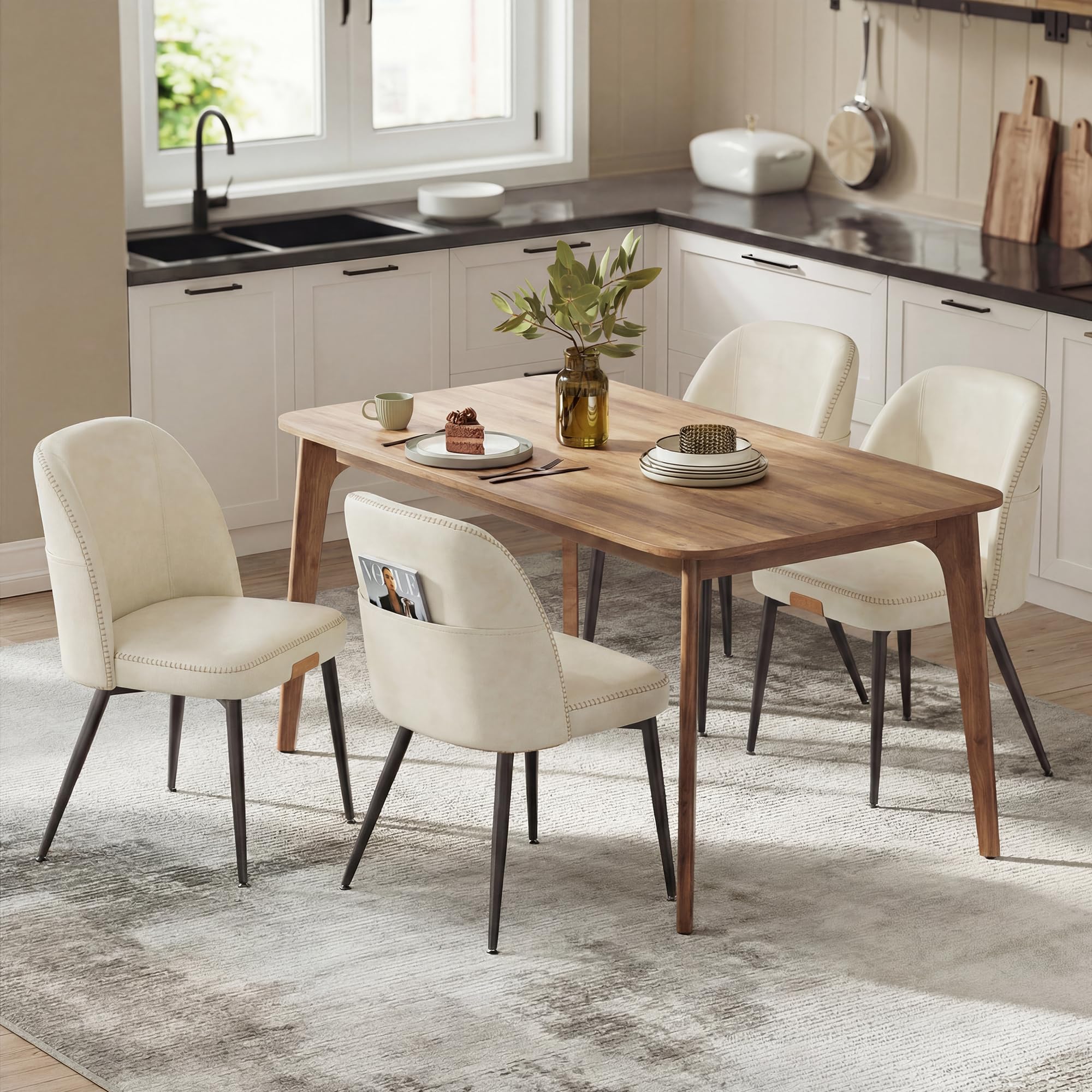 Photo 1 of **********MISSING THE LEGS OF THE CHAIRS AND ALL ASSEMBLY HARDWARE**********
VASAGLE EKHO Collection - Dining Chairs Set of 4, Upholstered Kitchen Chairs, Comfortable Seat, Synthetic Leather with Stitching, Mid-Century Modern, Easy Assembly, with Storage