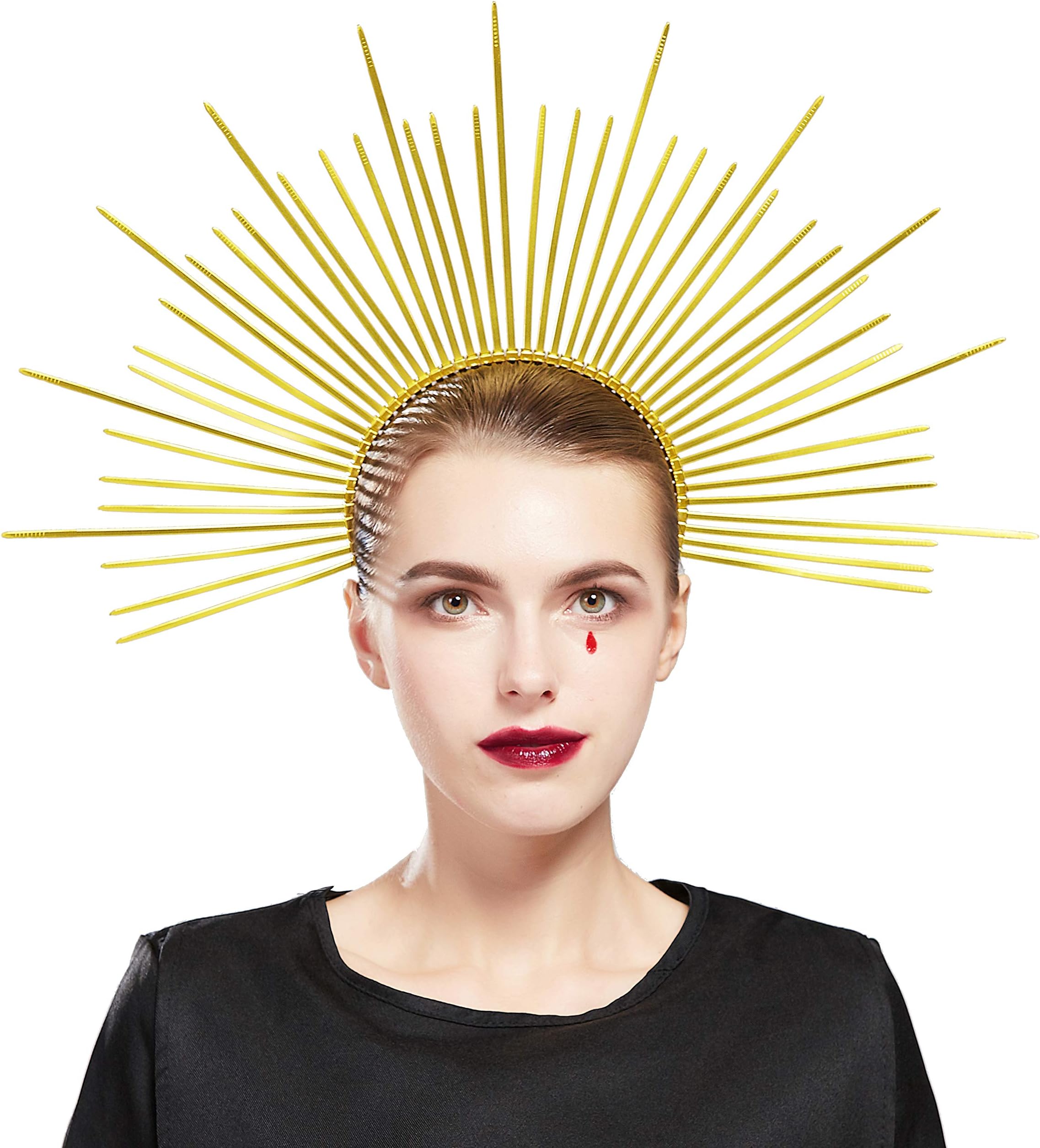 Fantherin Mary Halo Crown Headband Goddess Spiked Halo Crown Halloween Costume Headpiece Headdress for Cosplay Party Women