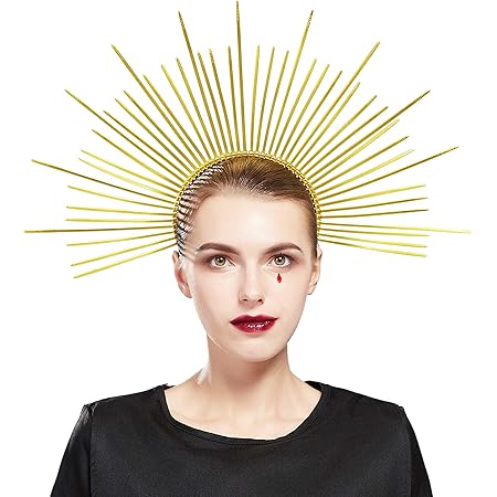 Halo Crown Sunburst Headband - Spiked Goddess Headpiece For Halloween, Cosplay, Masquerade & Festival Parties
