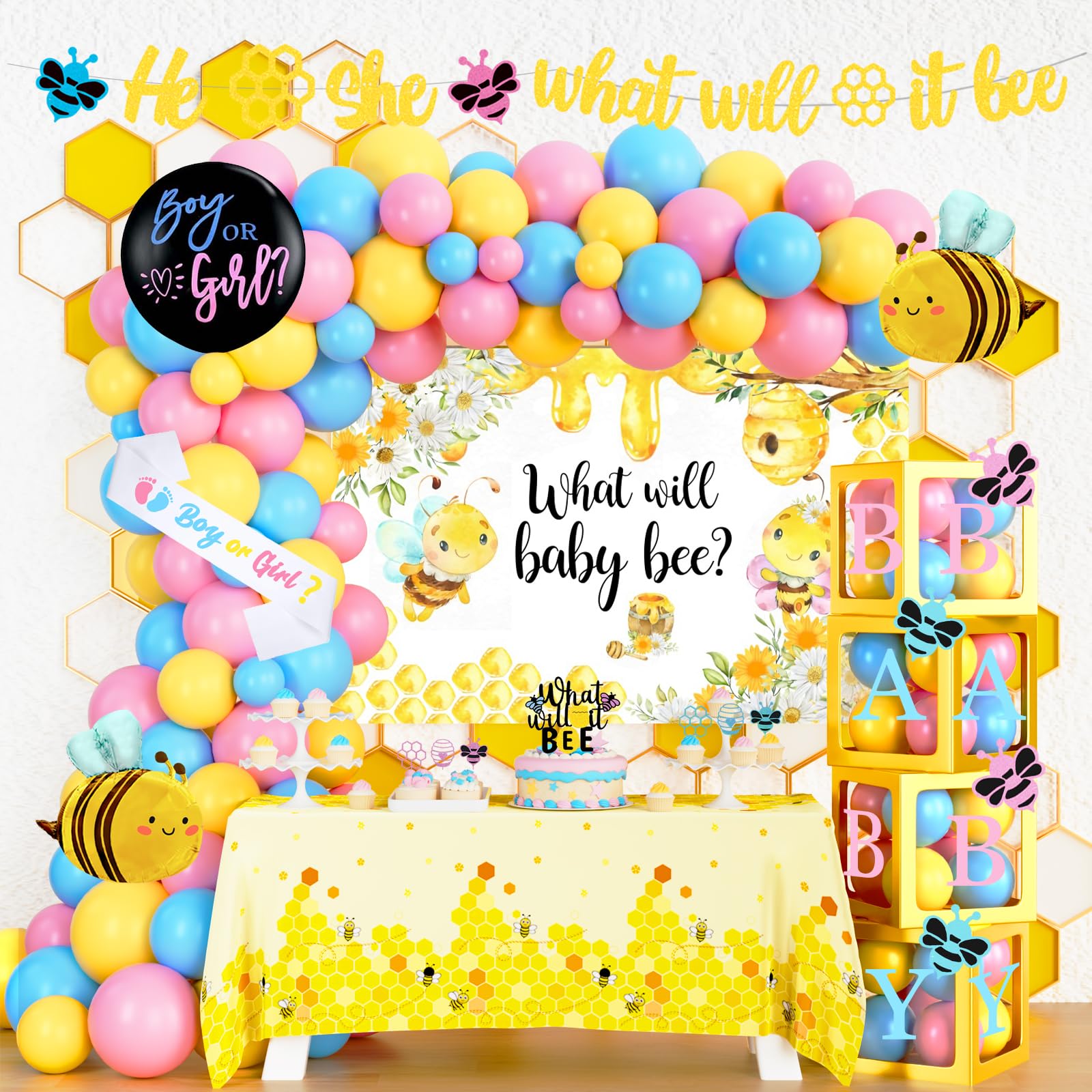 Mommy To Bee Badges What Will Baby Bee Gender Reveal Set - 52 Piece ...