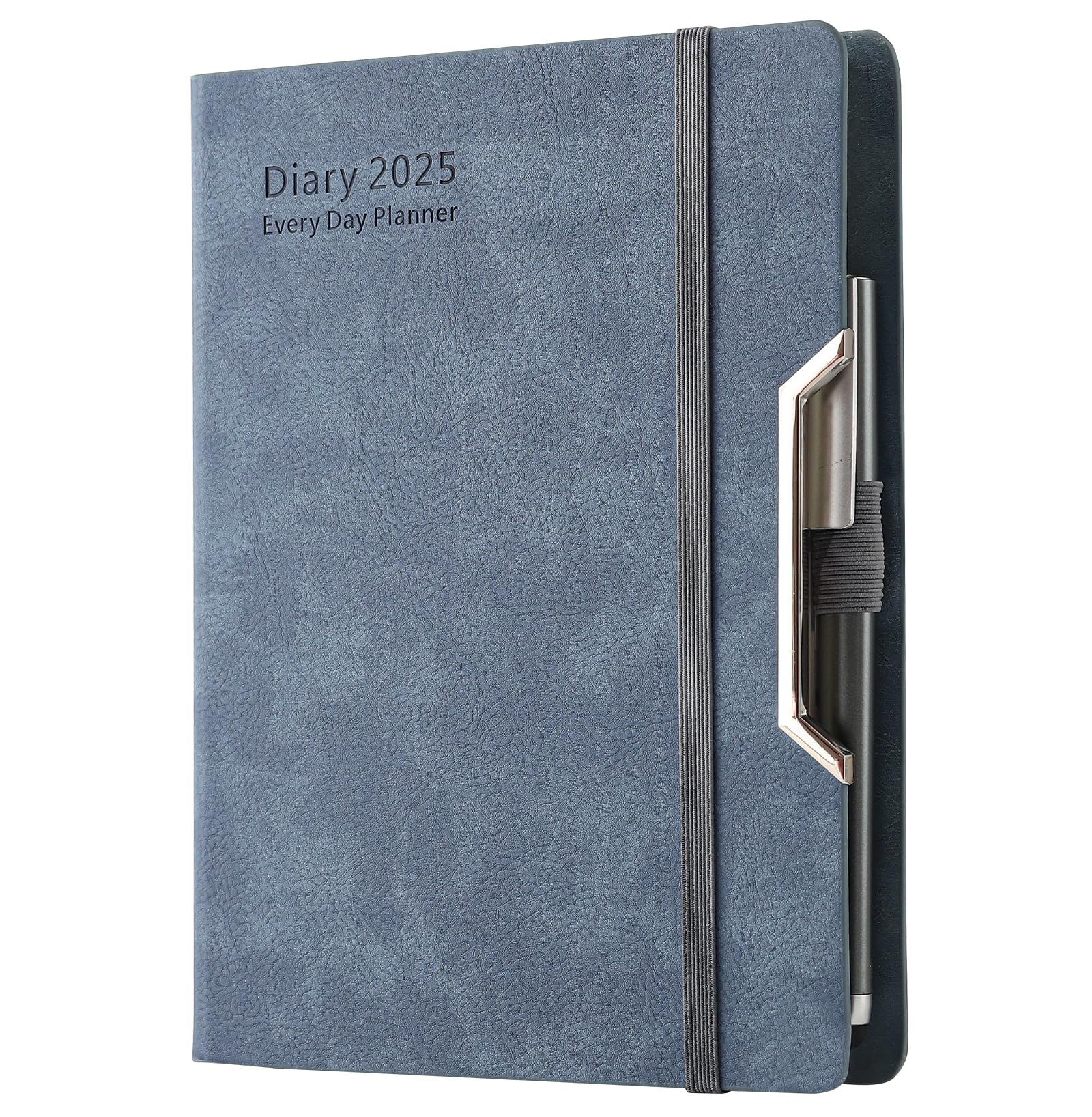 Agenda accademica 2025, un giorno per pagina, copertina rigida, da 01/2025 a 12/2025, agenda giornaliera mensile A5, con linguette mensili, tasca interna e penna (blu) (lingua italiana non garantita)