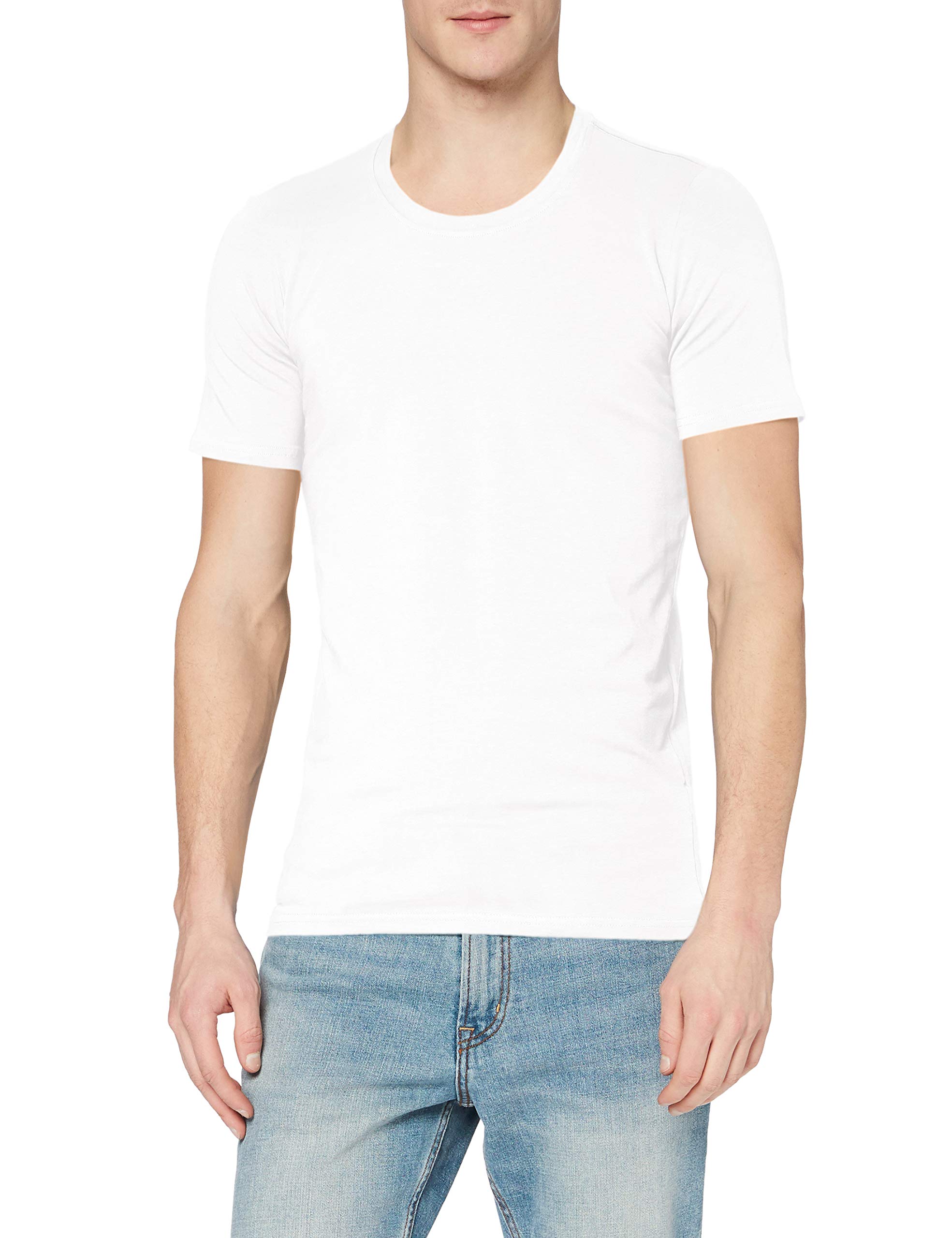 Stedman Apparel Men's Clive Crew Neck/ST9600 Premium Slim Fit Classic Short Sleeve T-Shirt, White, Medium